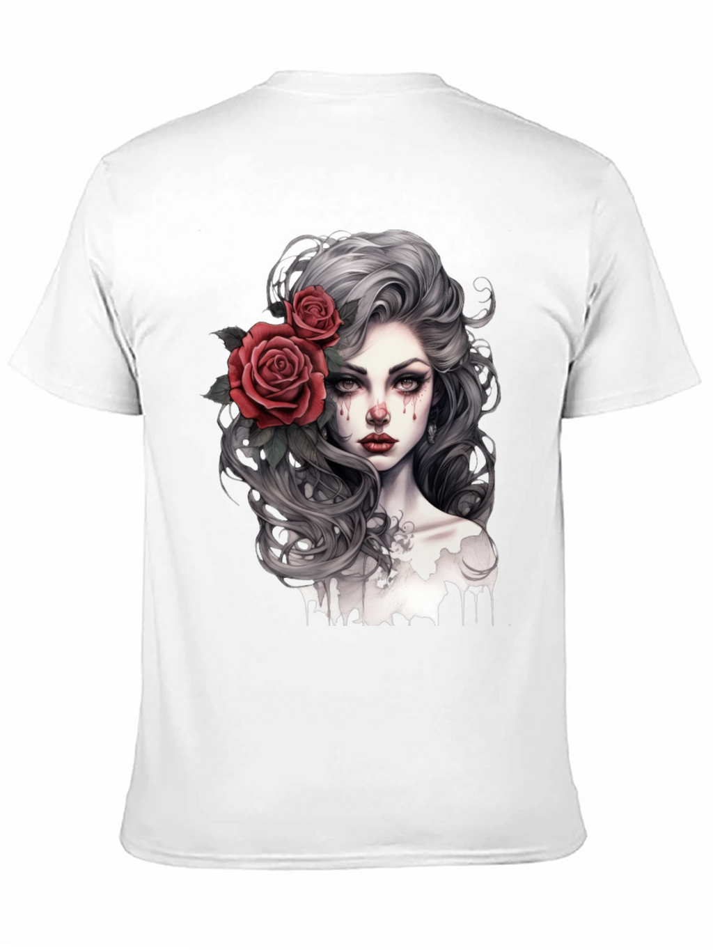 Gothic Rose Woman Graphic Print Black Tee