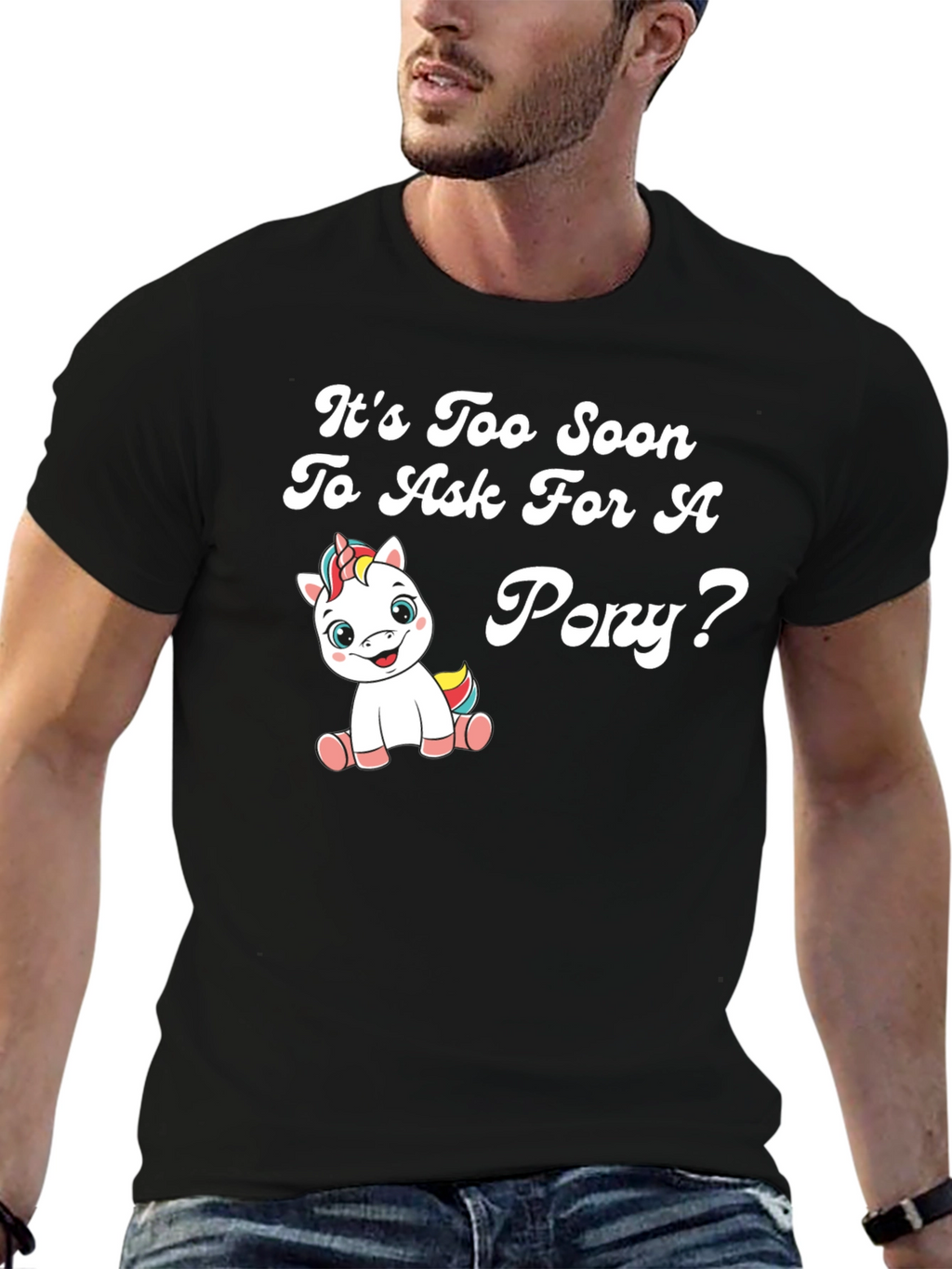 Funny Pony Graphic Black T-Shirt