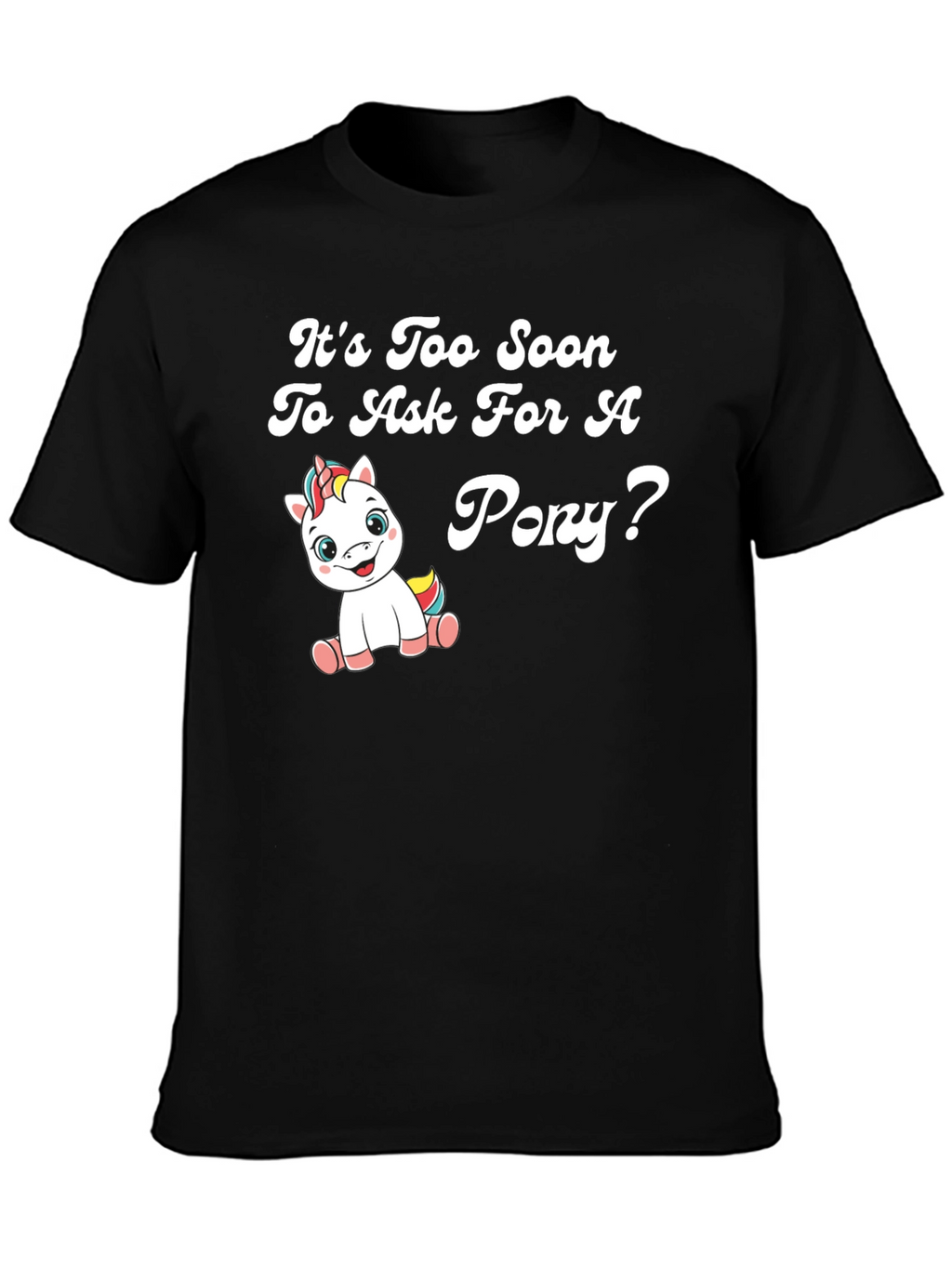 Funny Pony Graphic Black T-Shirt