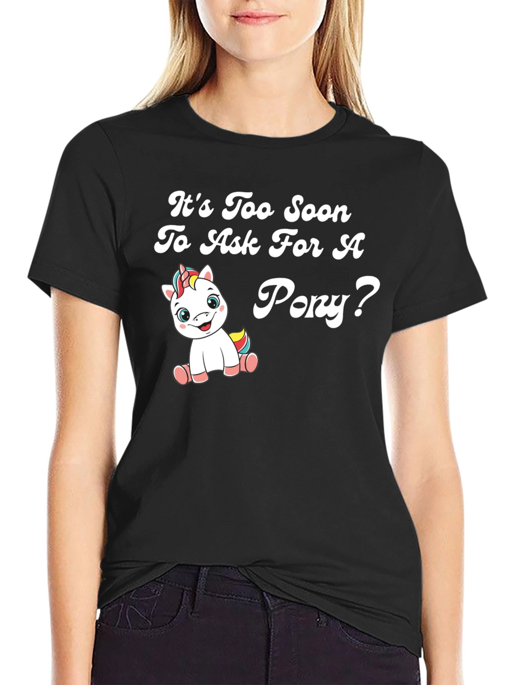 Funny Pony Graphic Black T-Shirt