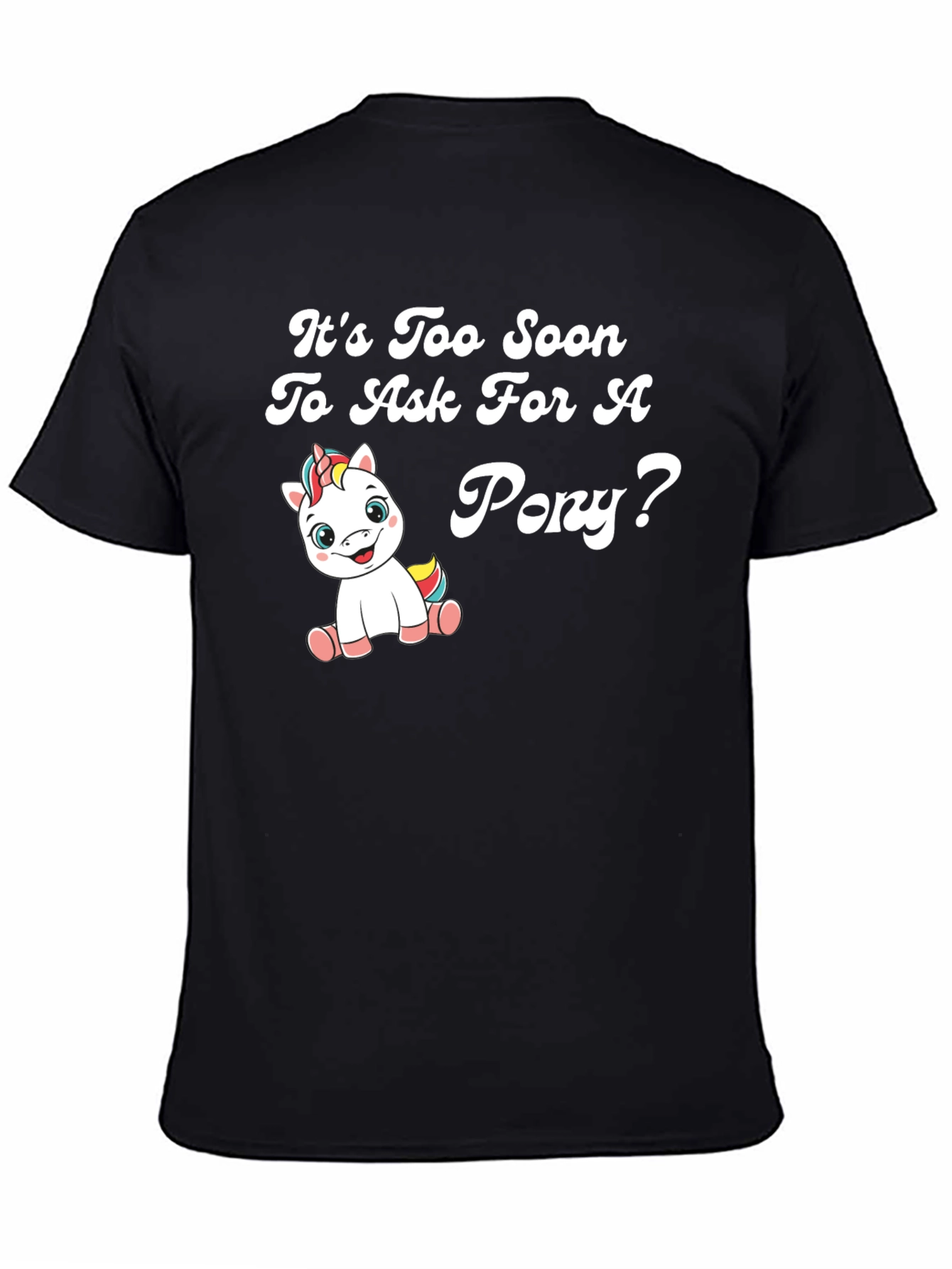 Funny Pony Graphic Black T-Shirt