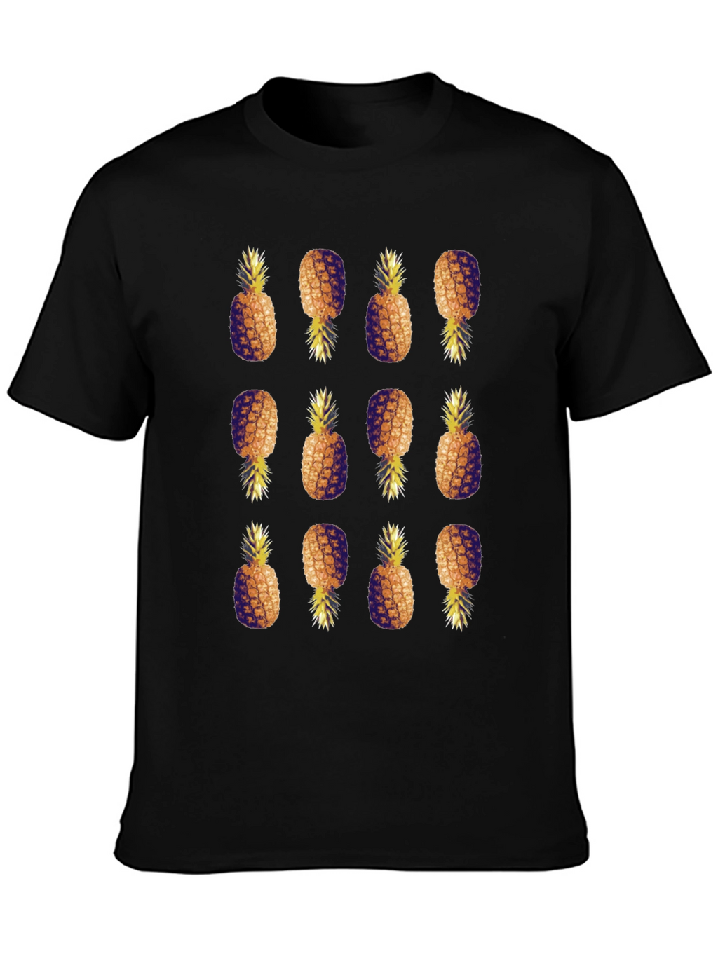 Pineapple Pattern Black T-Shirt
