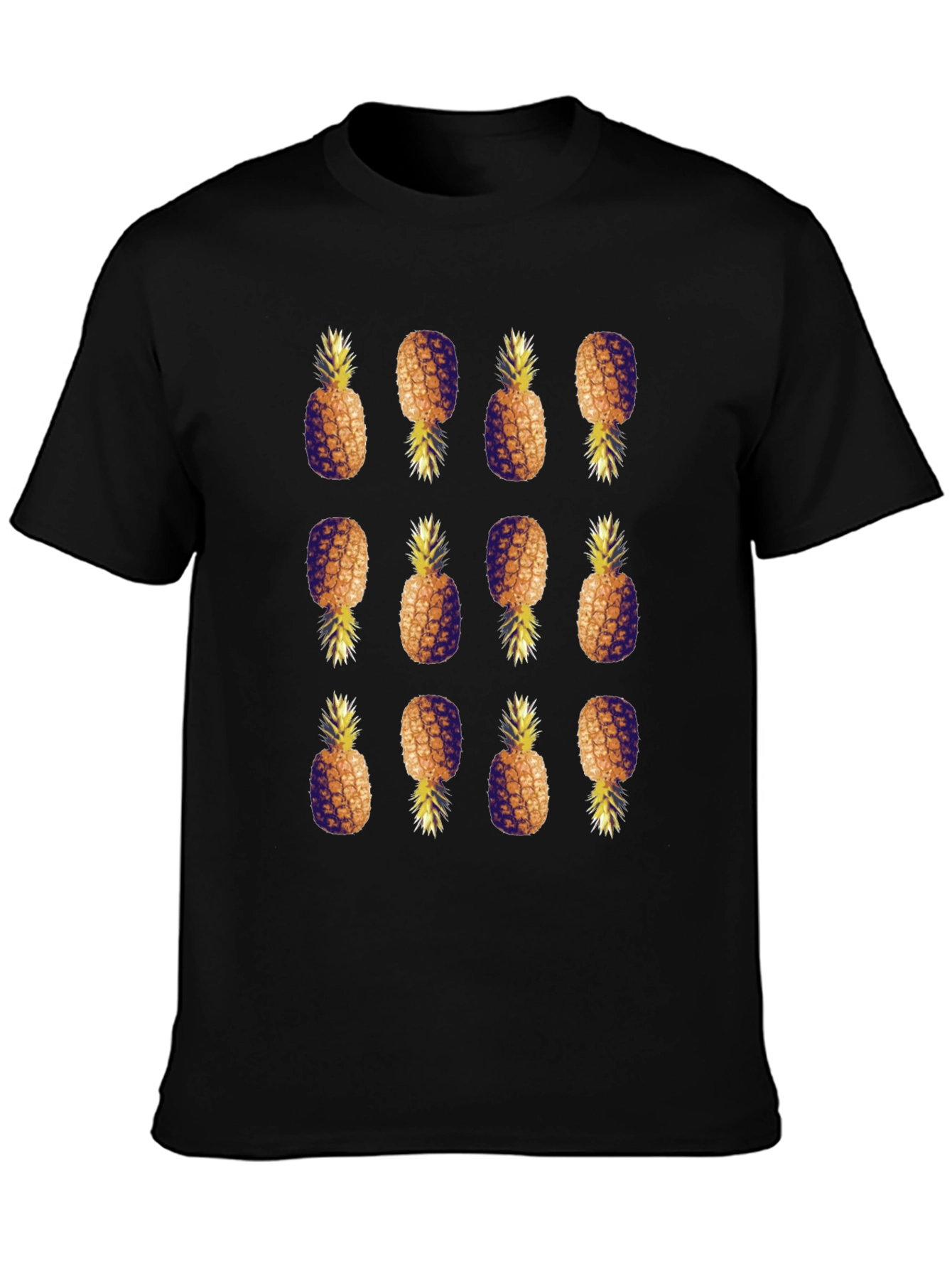 Pineapple Pattern Black T-Shirt