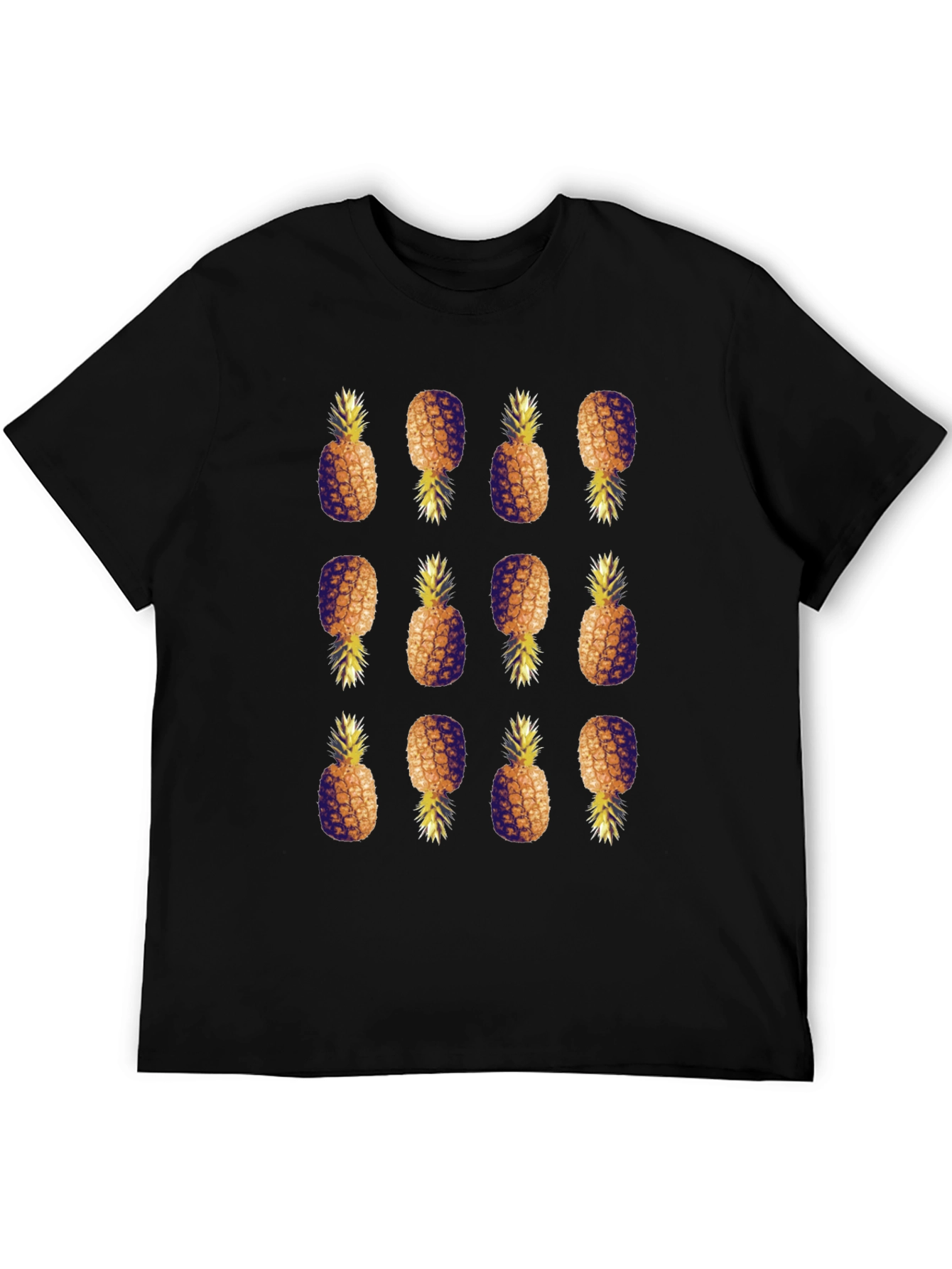 Pineapple Pattern Black T-Shirt