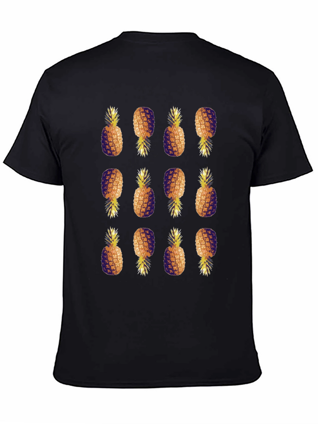 Pineapple Pattern Black T-Shirt