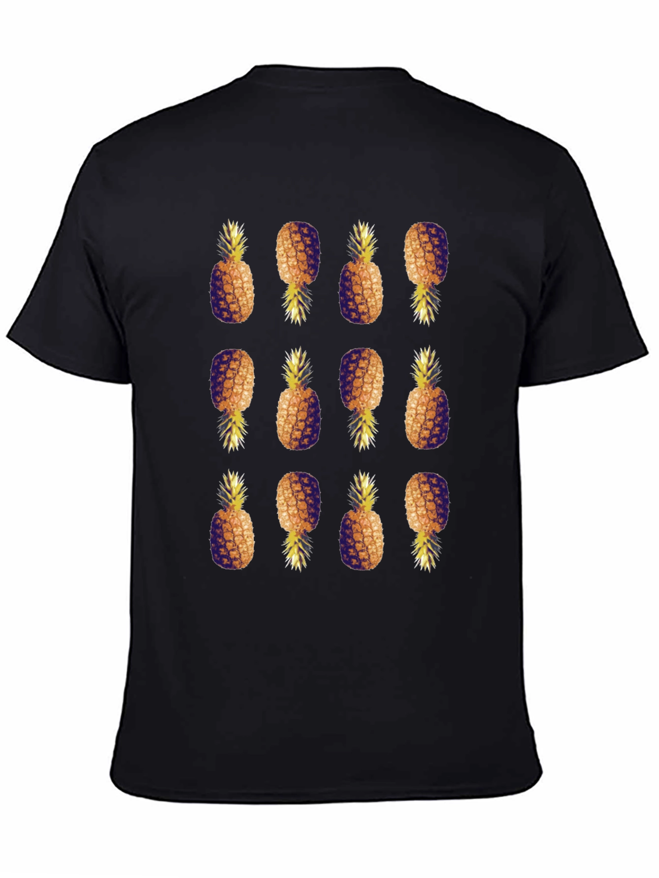 Pineapple Pattern Black T-Shirt