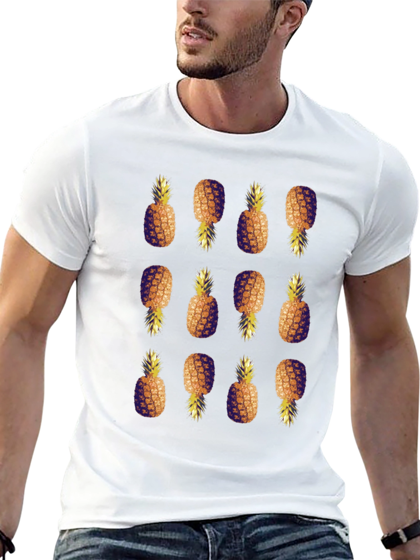 Pineapple Pattern Black T-Shirt
