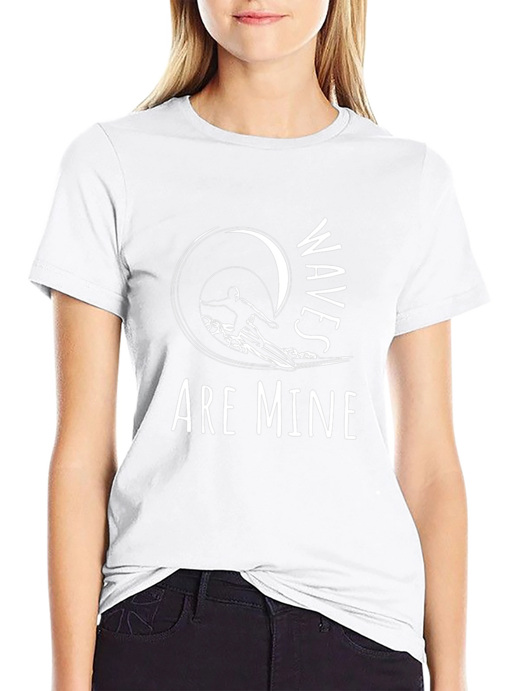 Waves Are Mine Black Graphic T-Shirt Surfing