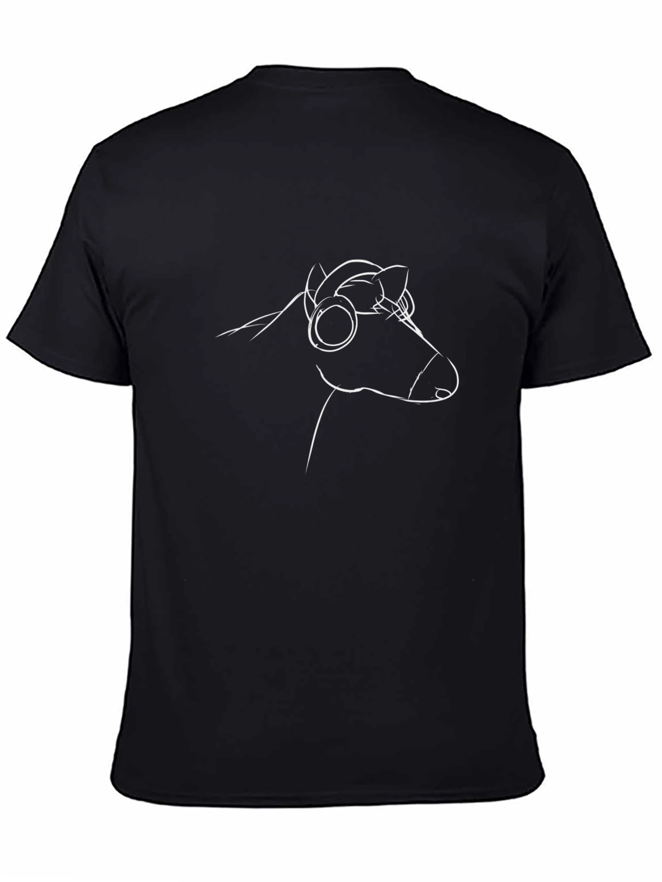 Horse with Headphones Black T-Shirt