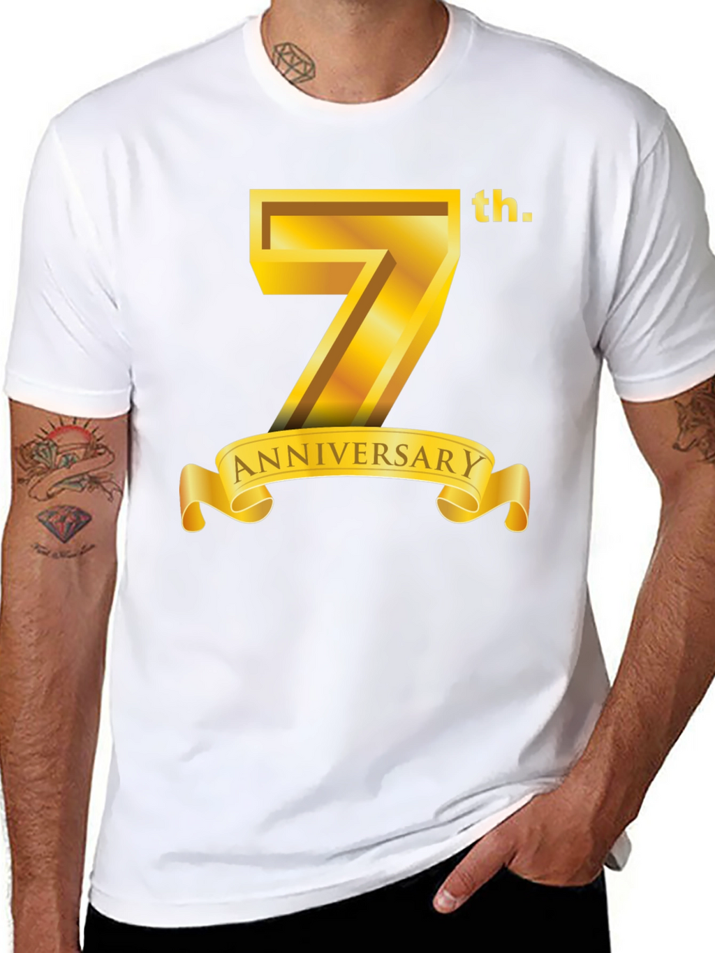 7th Anniversary T-Shirt - Golden Design
