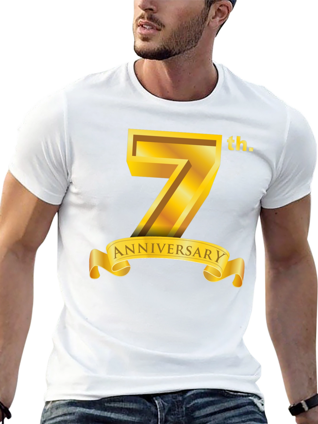 7th Anniversary T-Shirt - Golden Design