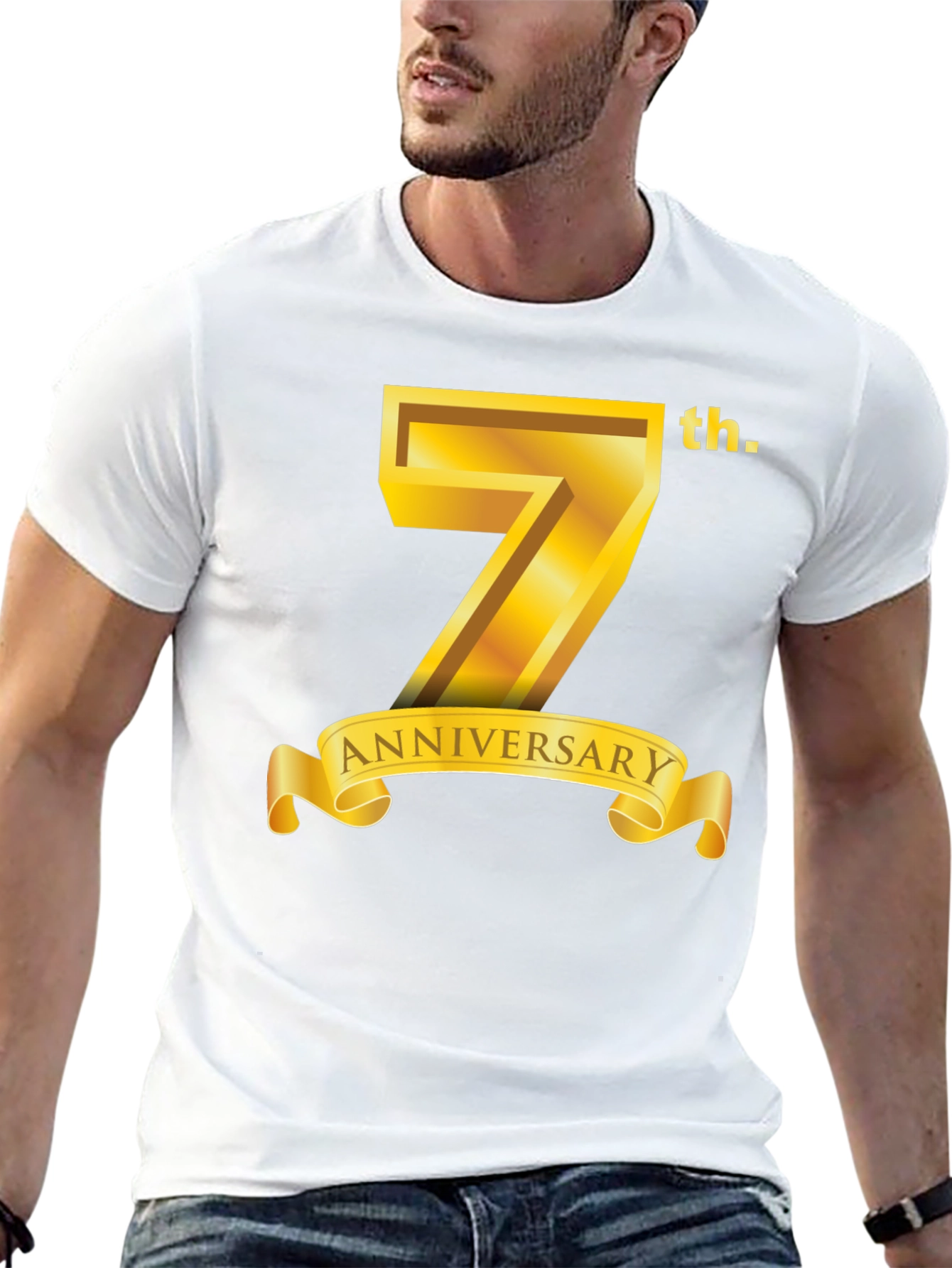 7th Anniversary T-Shirt - Golden Design