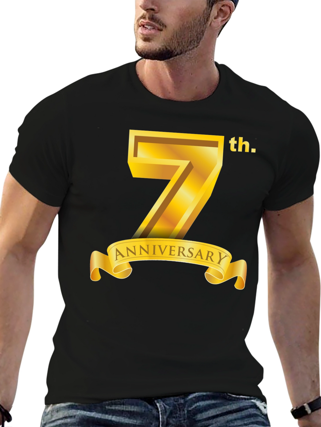 7th Anniversary T-Shirt - Golden Design