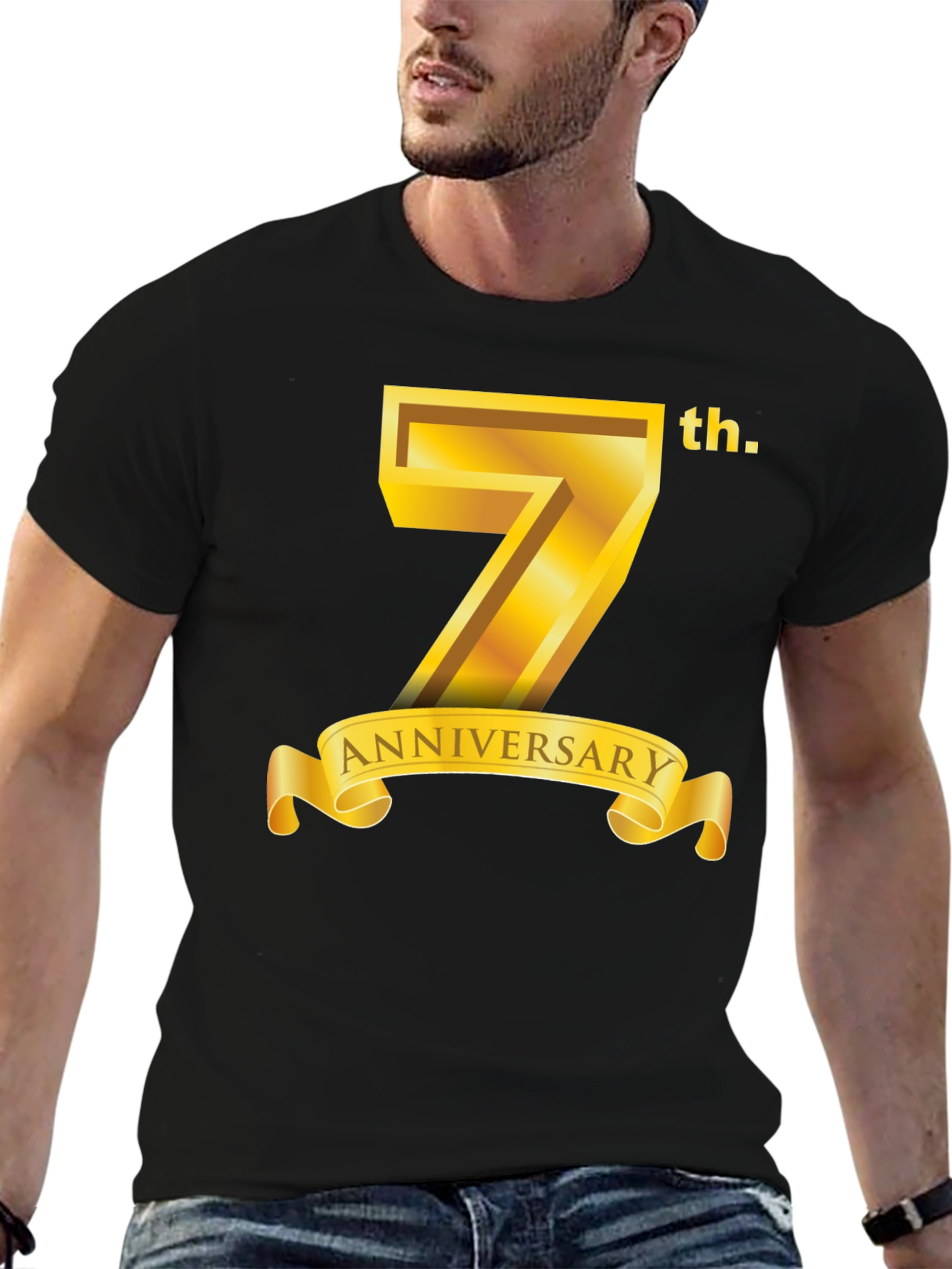 7th Anniversary T-Shirt - Golden Design