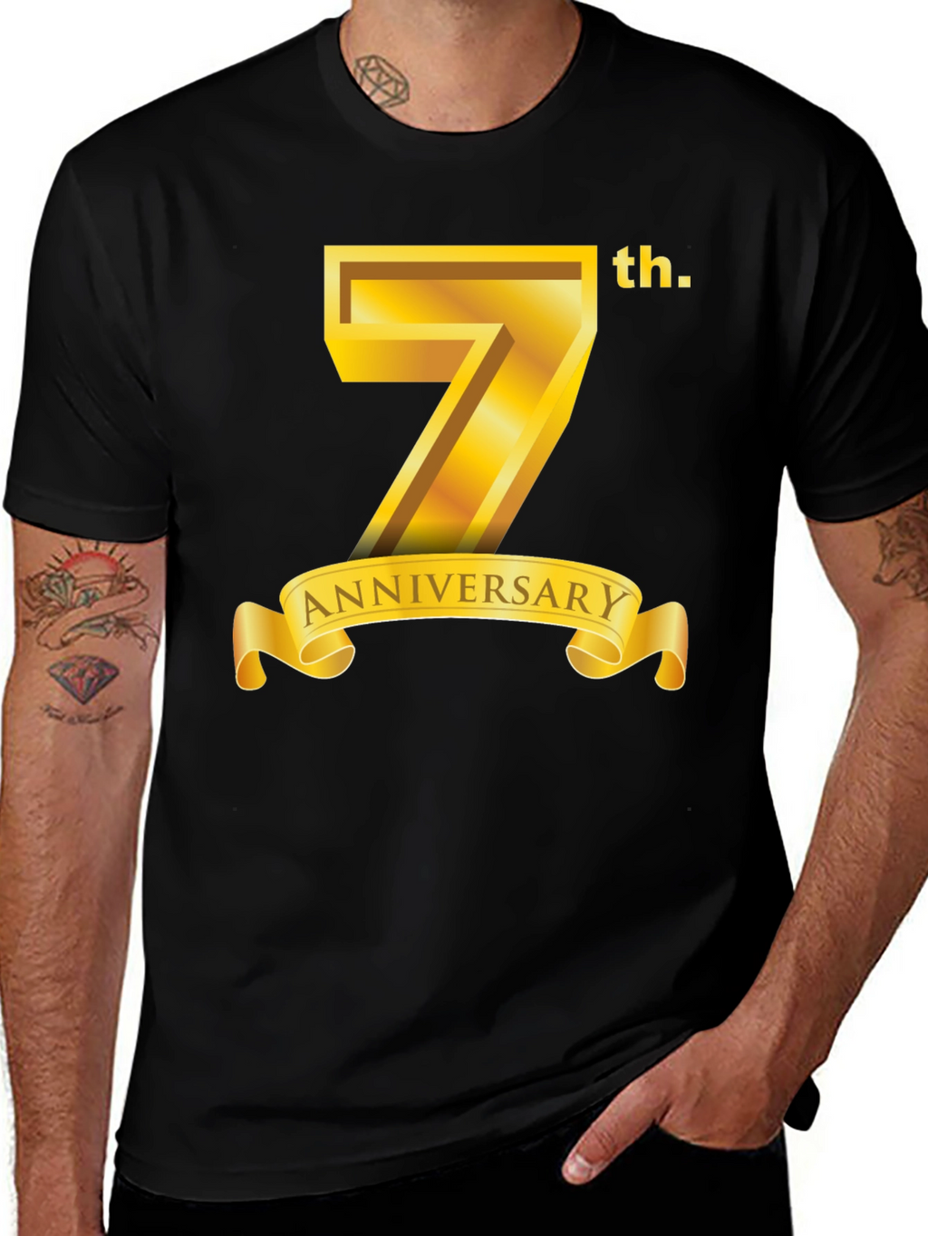 7th Anniversary T-Shirt - Golden Design