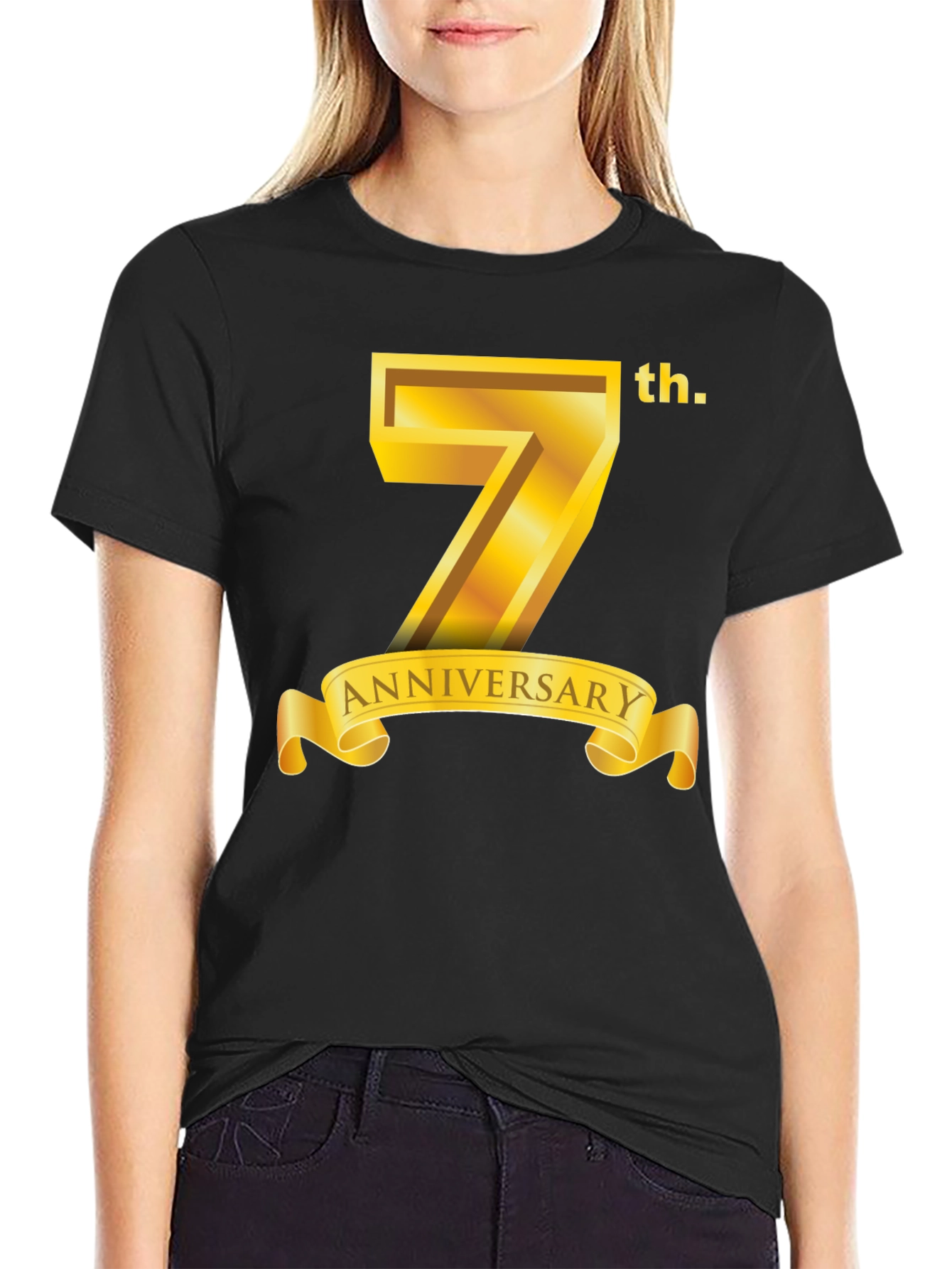 7th Anniversary T-Shirt - Golden Design