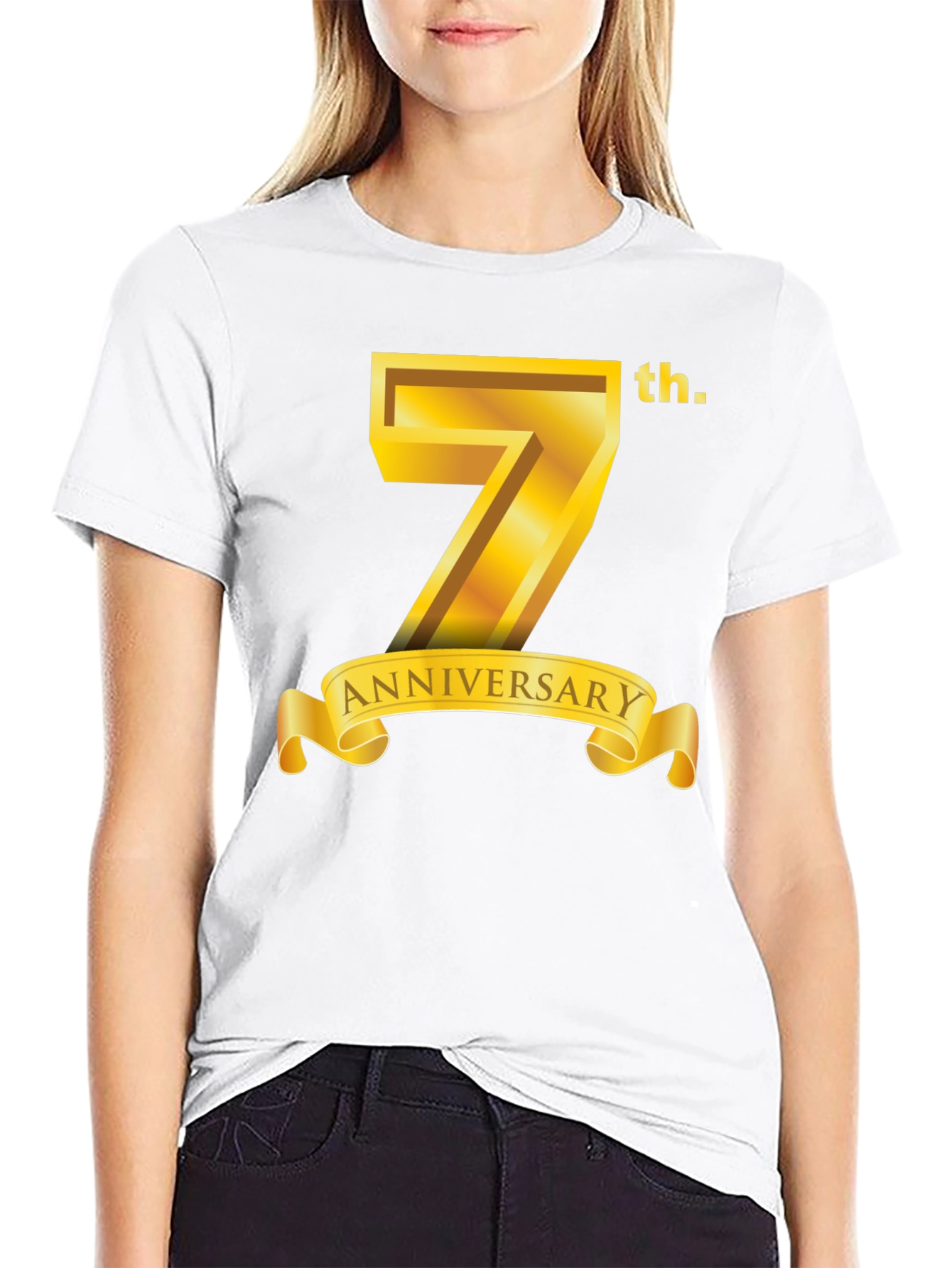 7th Anniversary T-Shirt - Golden Design