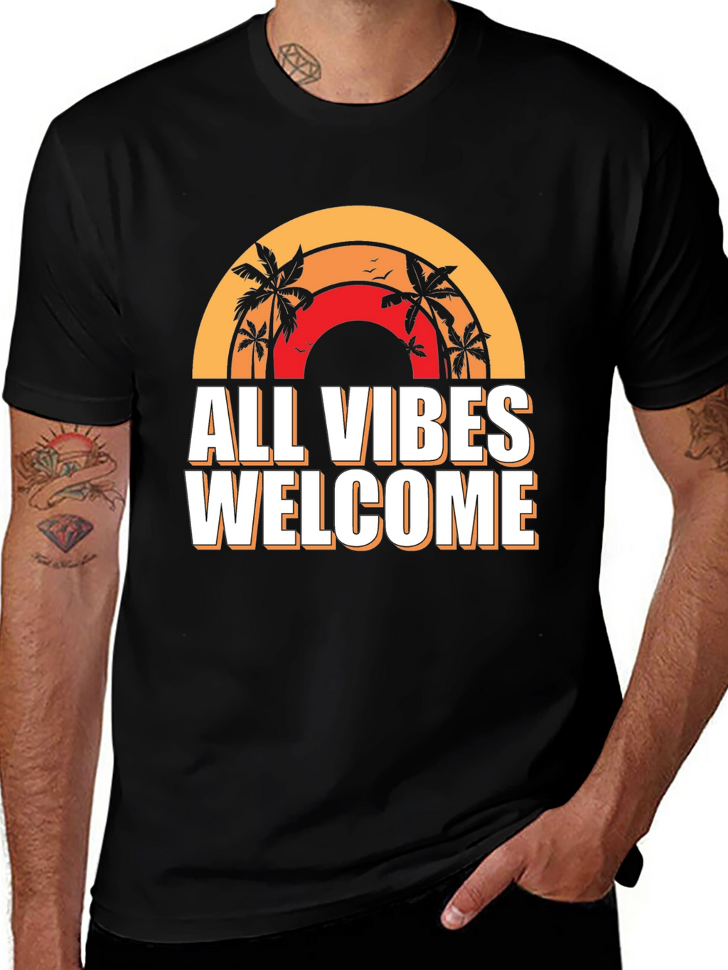 All Vibes Welcome Graphic Tee - Black