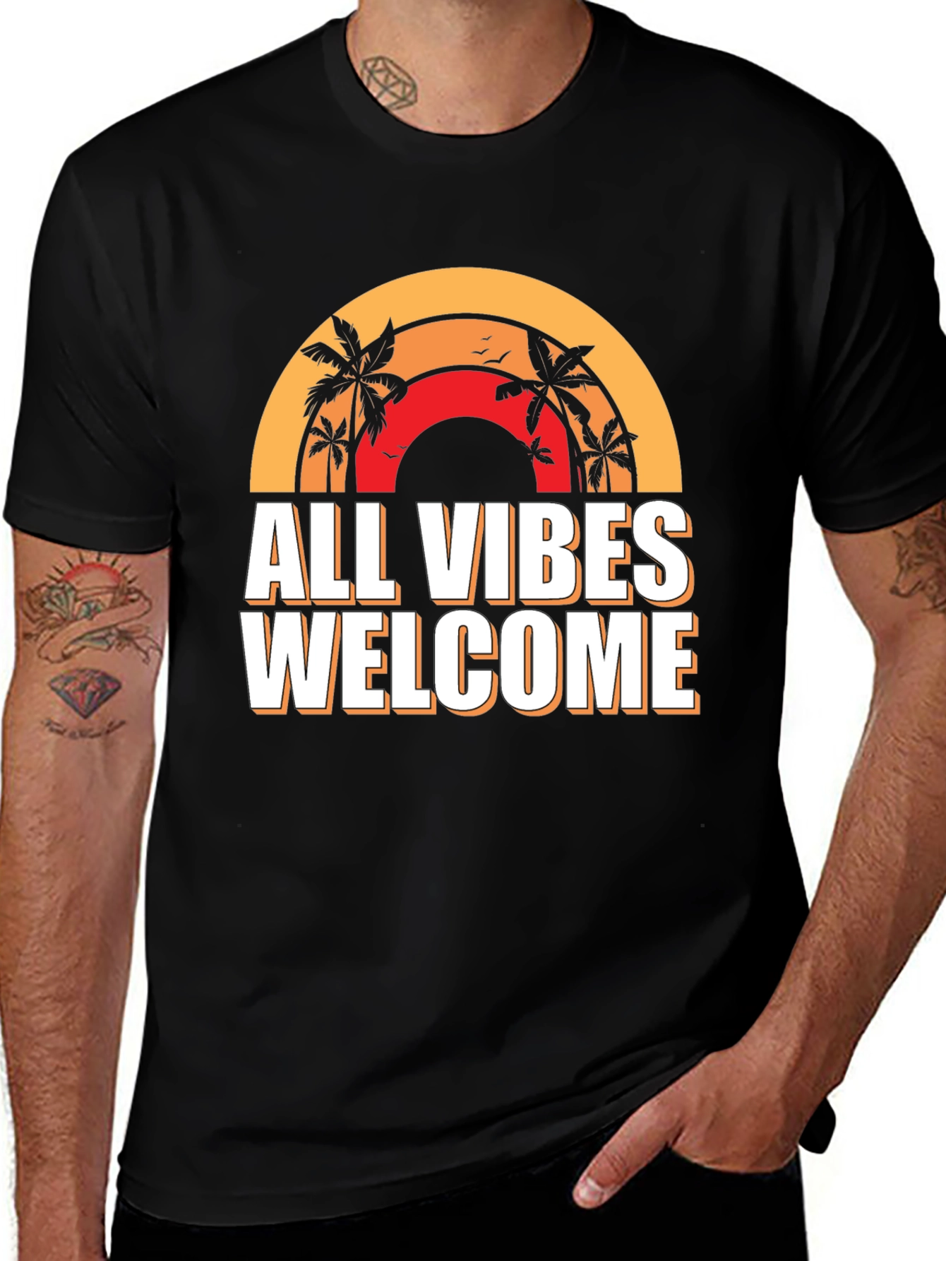 All Vibes Welcome Graphic Tee - Black