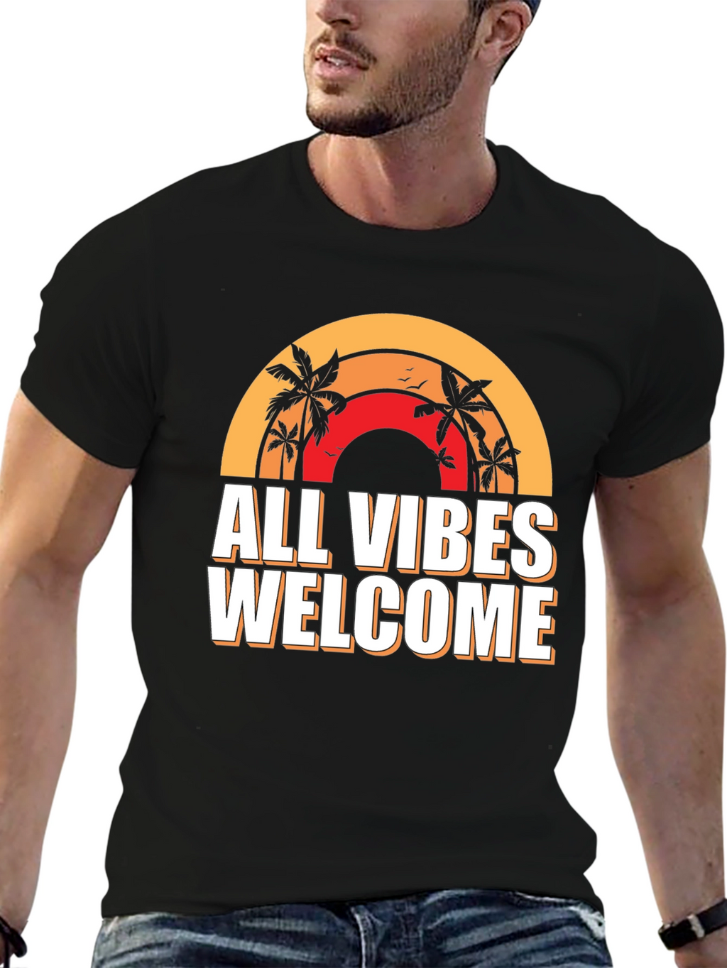 All Vibes Welcome Graphic Tee - Black