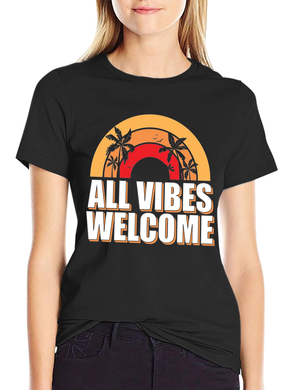 All Vibes Welcome Graphic Tee - Black