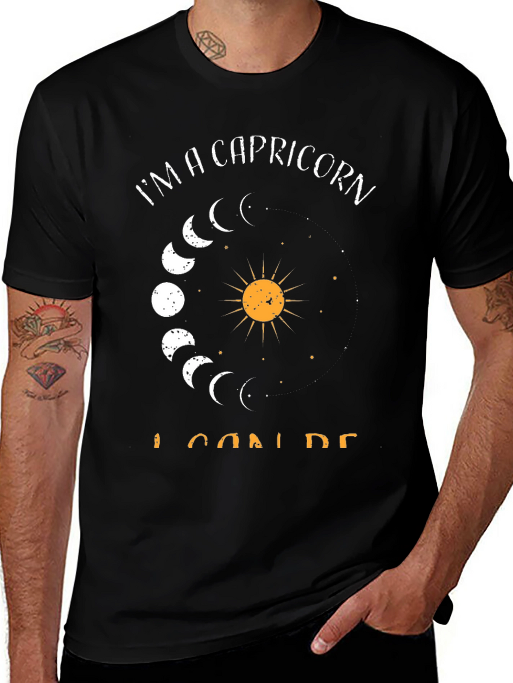 Capricorn Zodiac Graphic Tee - Black