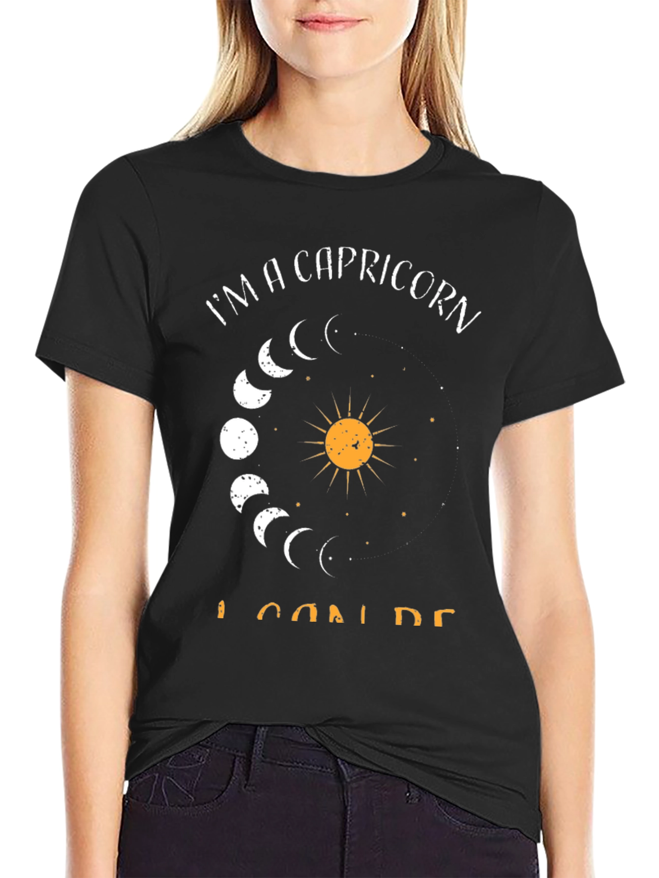 Capricorn Zodiac Graphic Tee - Black