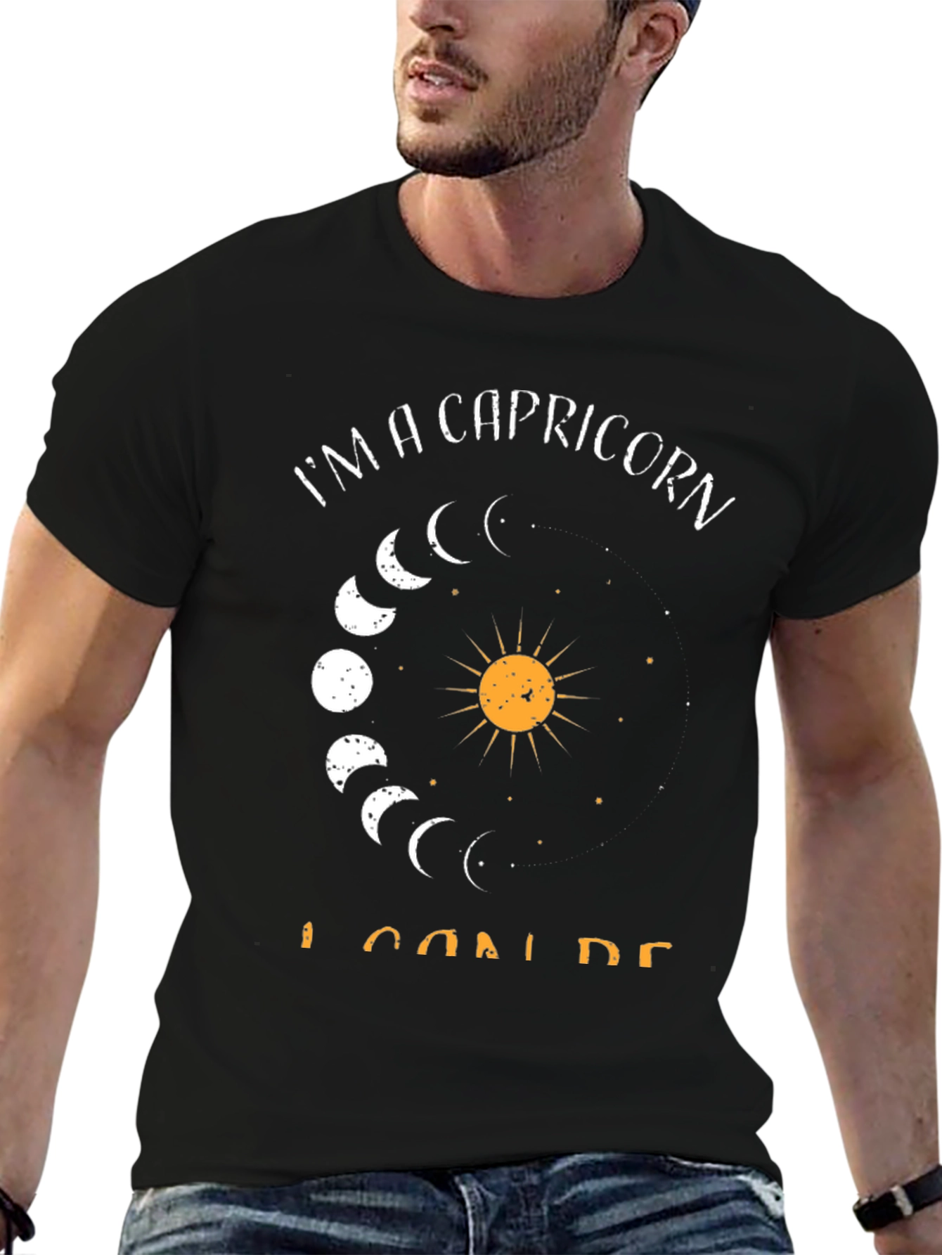 Capricorn Zodiac Graphic Tee - Black