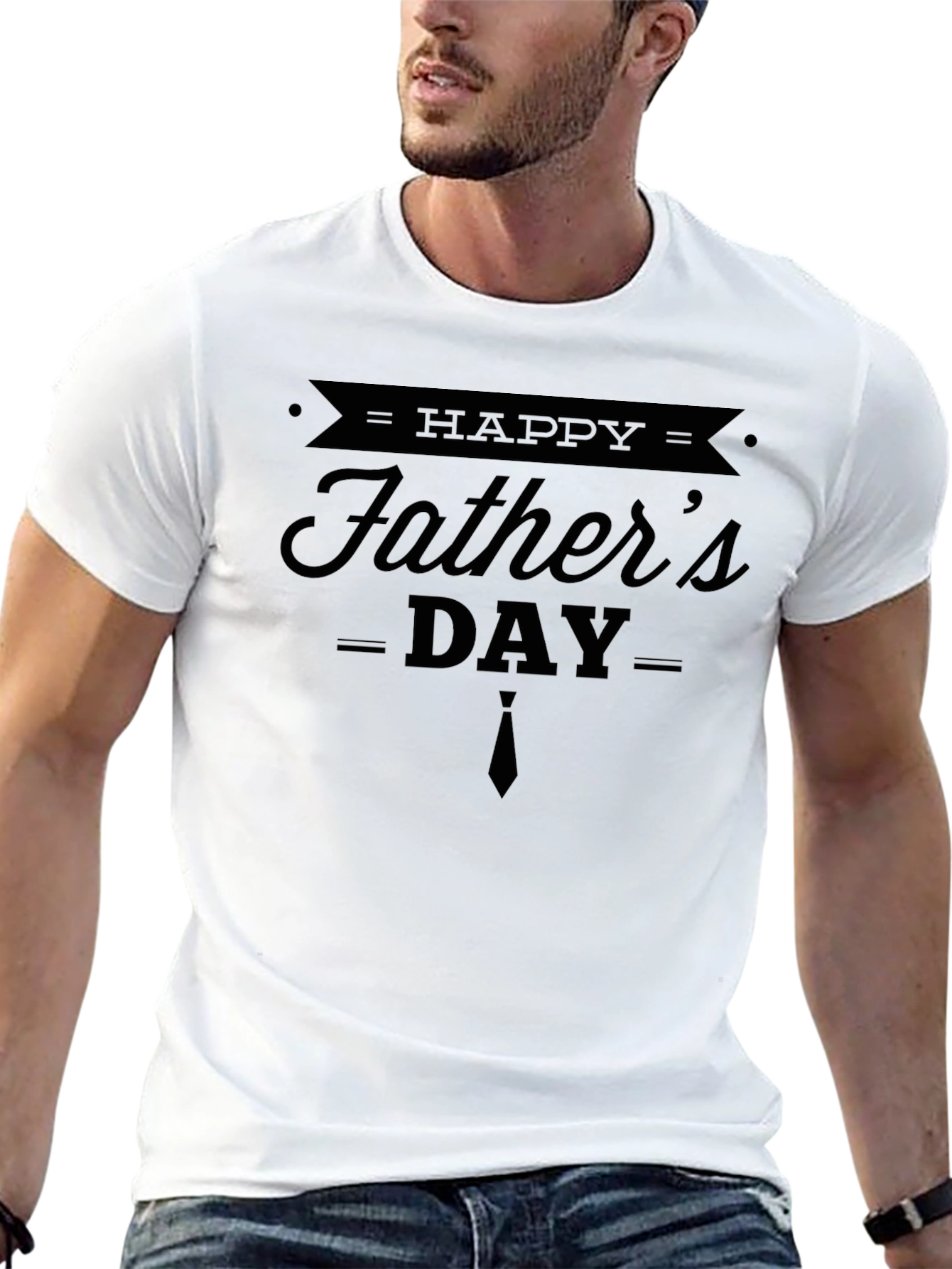 Happy Fathers Day Graphic Tee - Black