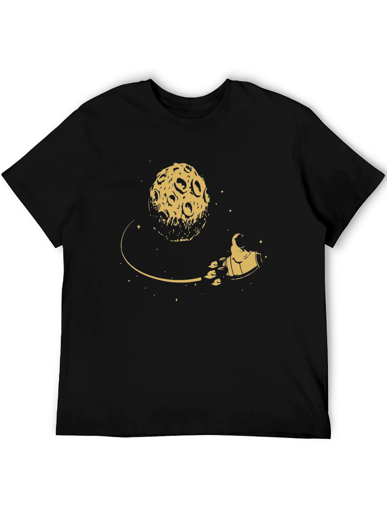 Moon Rocket Graphic Tee - Black Cotton