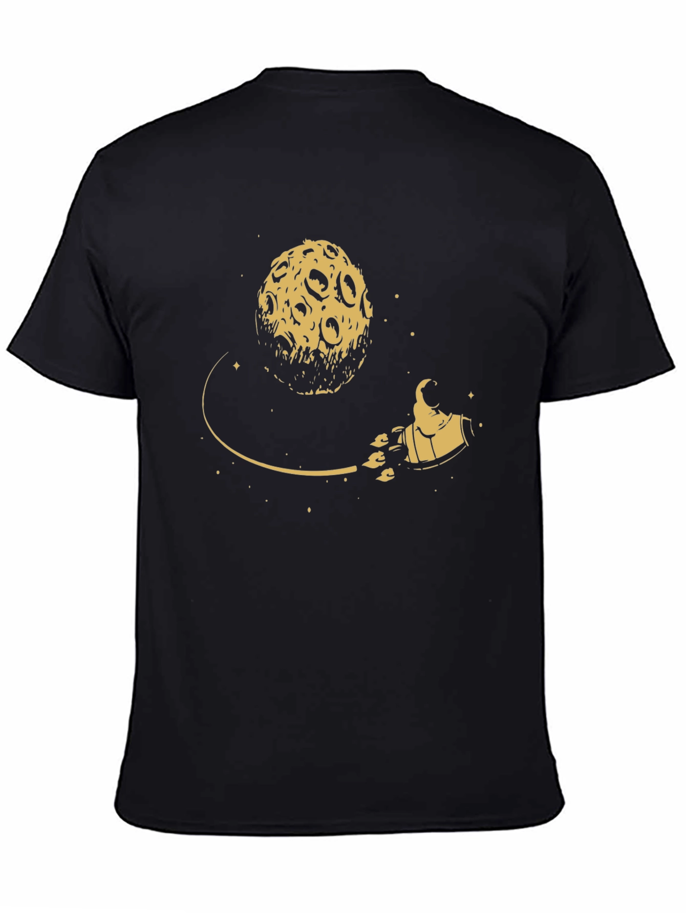 Moon Rocket Graphic Tee - Black Cotton