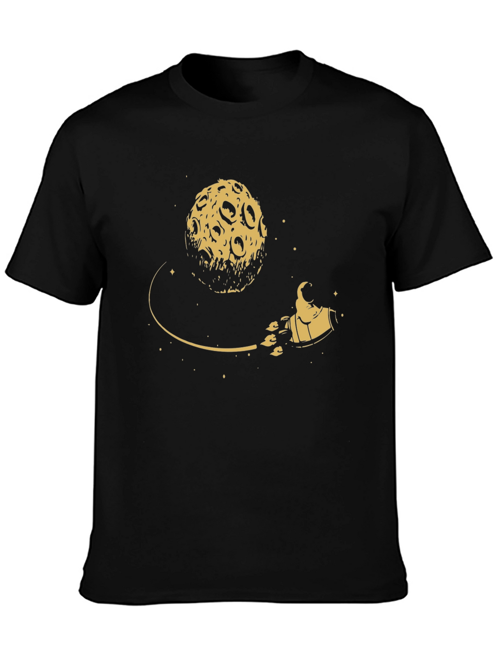 Moon Rocket Graphic Tee - Black Cotton