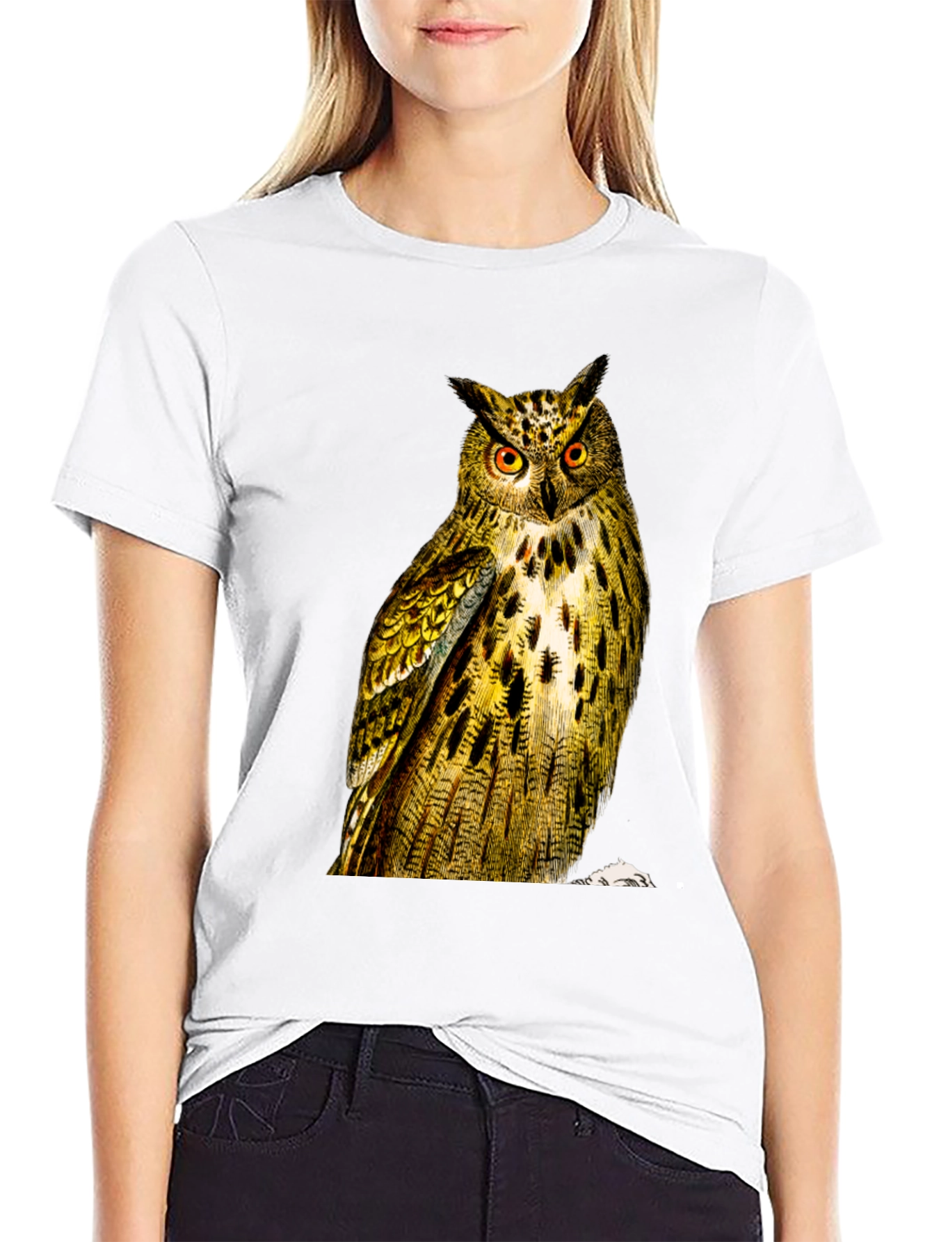 Owl Graphic Print Mens Black T-Shirt