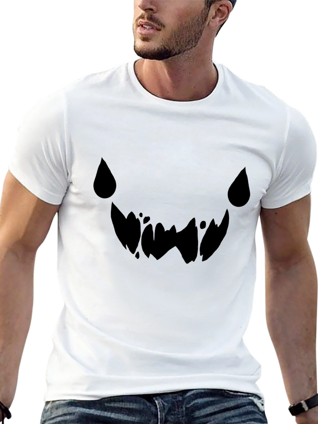 Spooky Grin Black Tee - Halloween Graphic T-Shirt