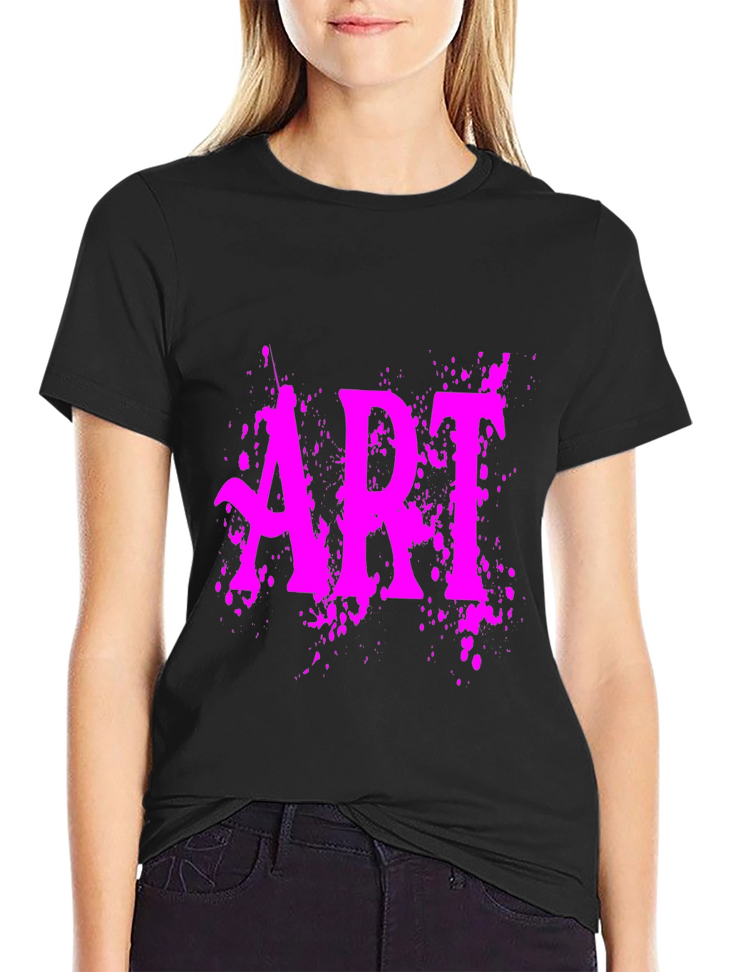 ART Graphic Tee - Vivid Pink Print on Black