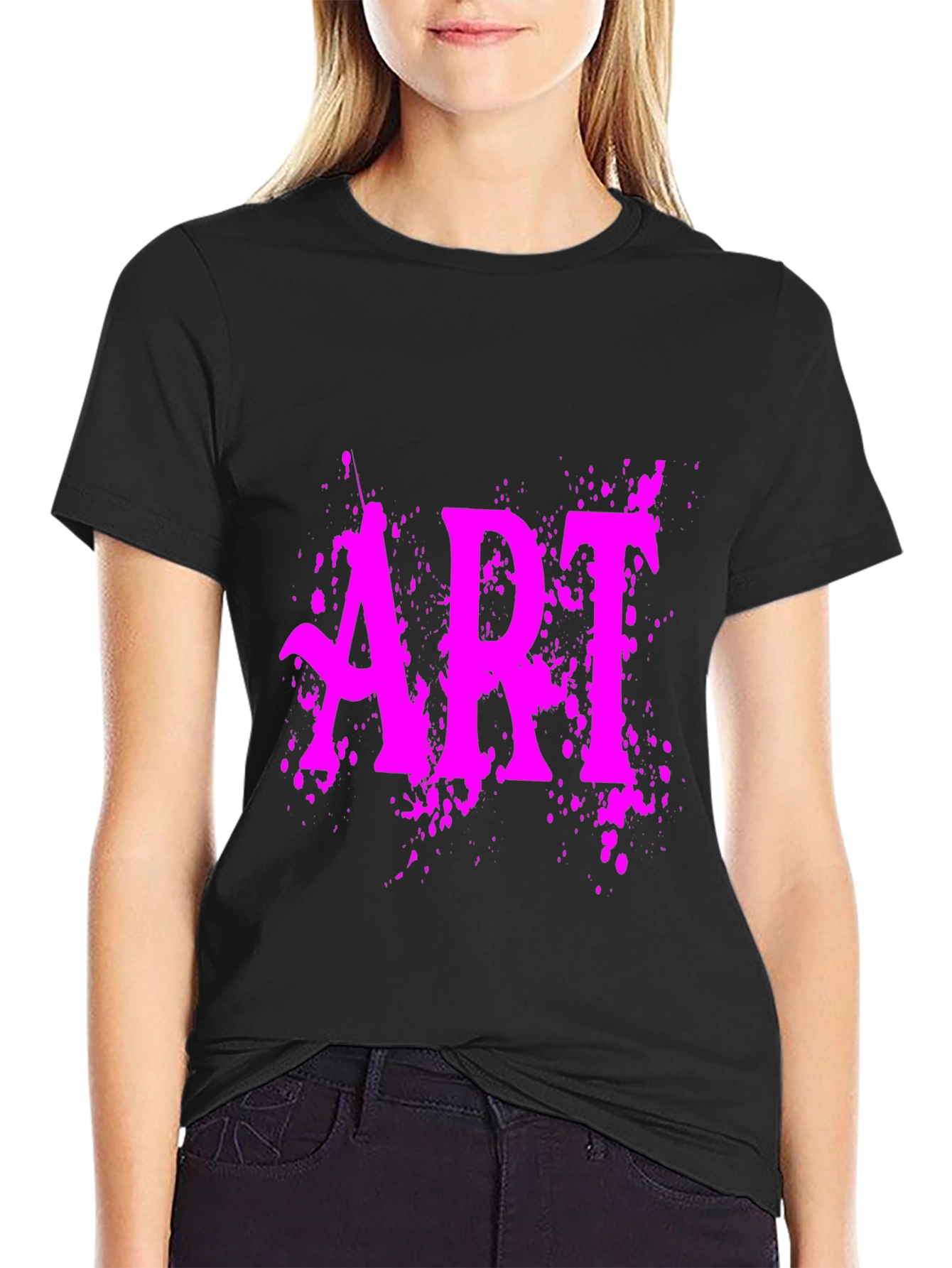 ART Graphic Tee - Vivid Pink Print on Black