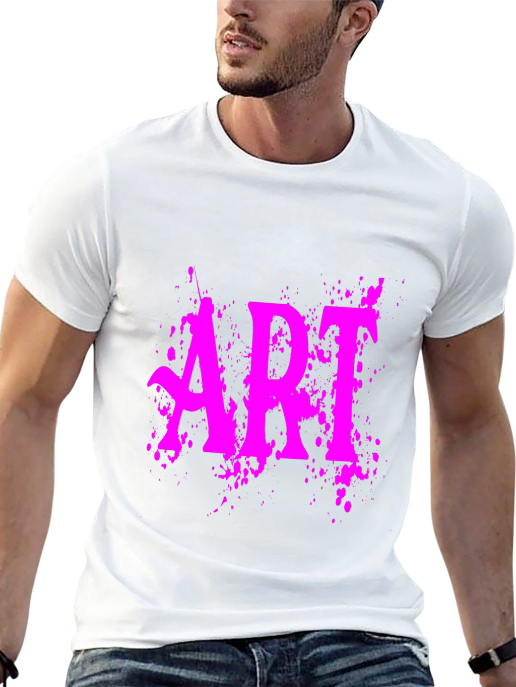 ART Graphic Tee - Vivid Pink Print on Black