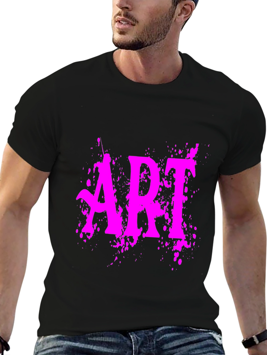 ART Graphic Tee - Vivid Pink Print on Black