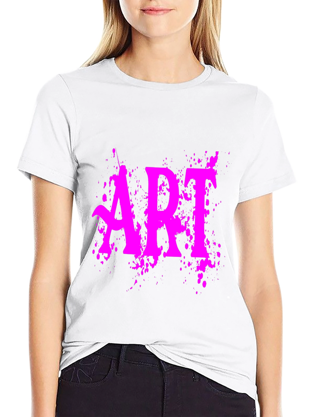 ART Graphic Tee - Vivid Pink Print on Black