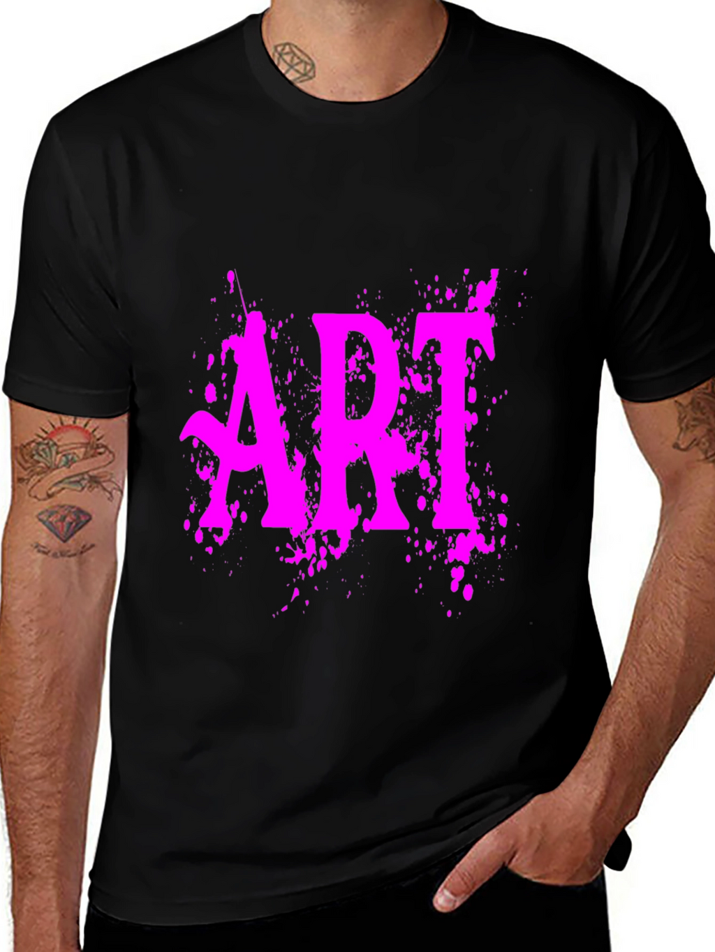 ART Graphic Tee - Vivid Pink Print on Black