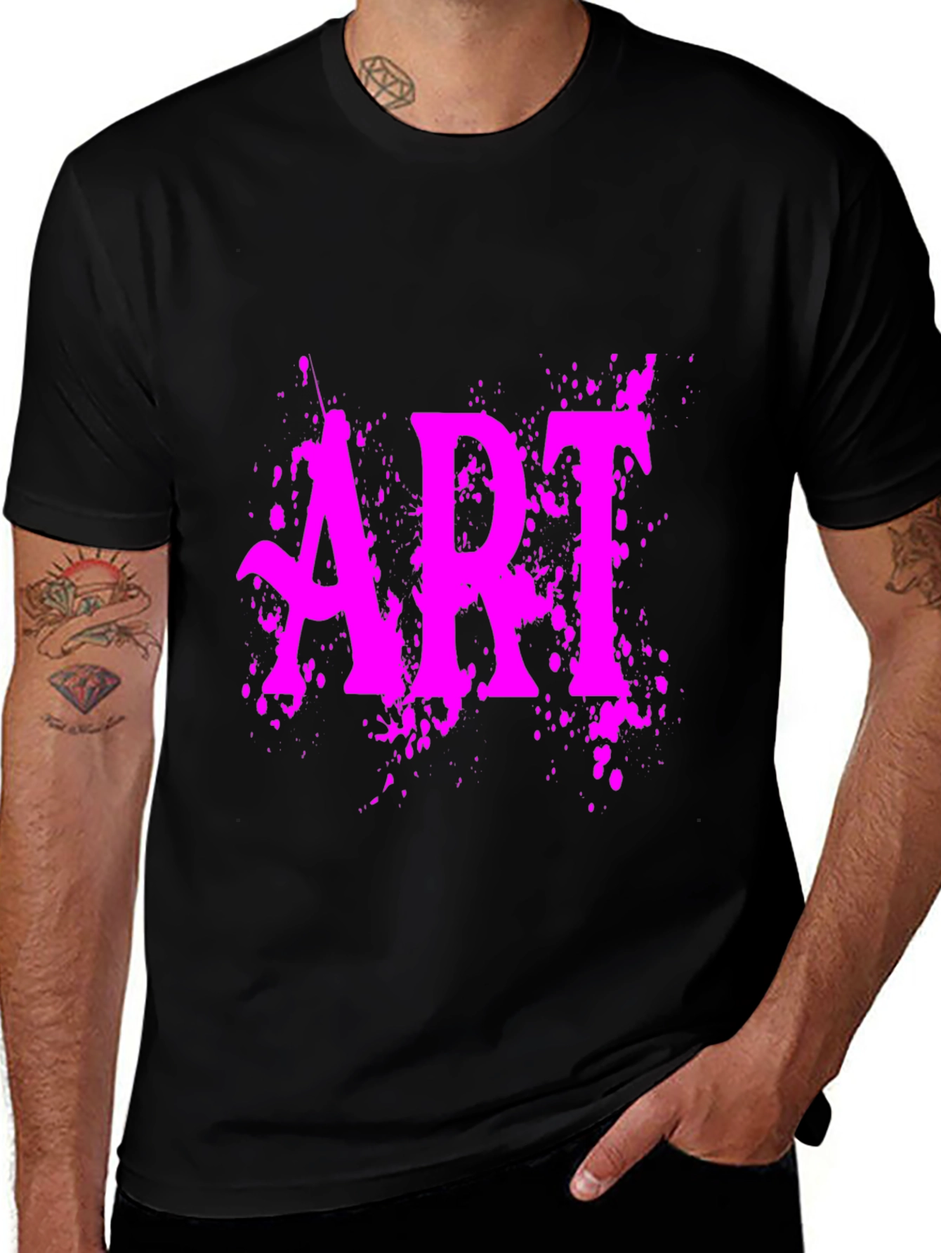 ART Graphic Tee - Vivid Pink Print on Black