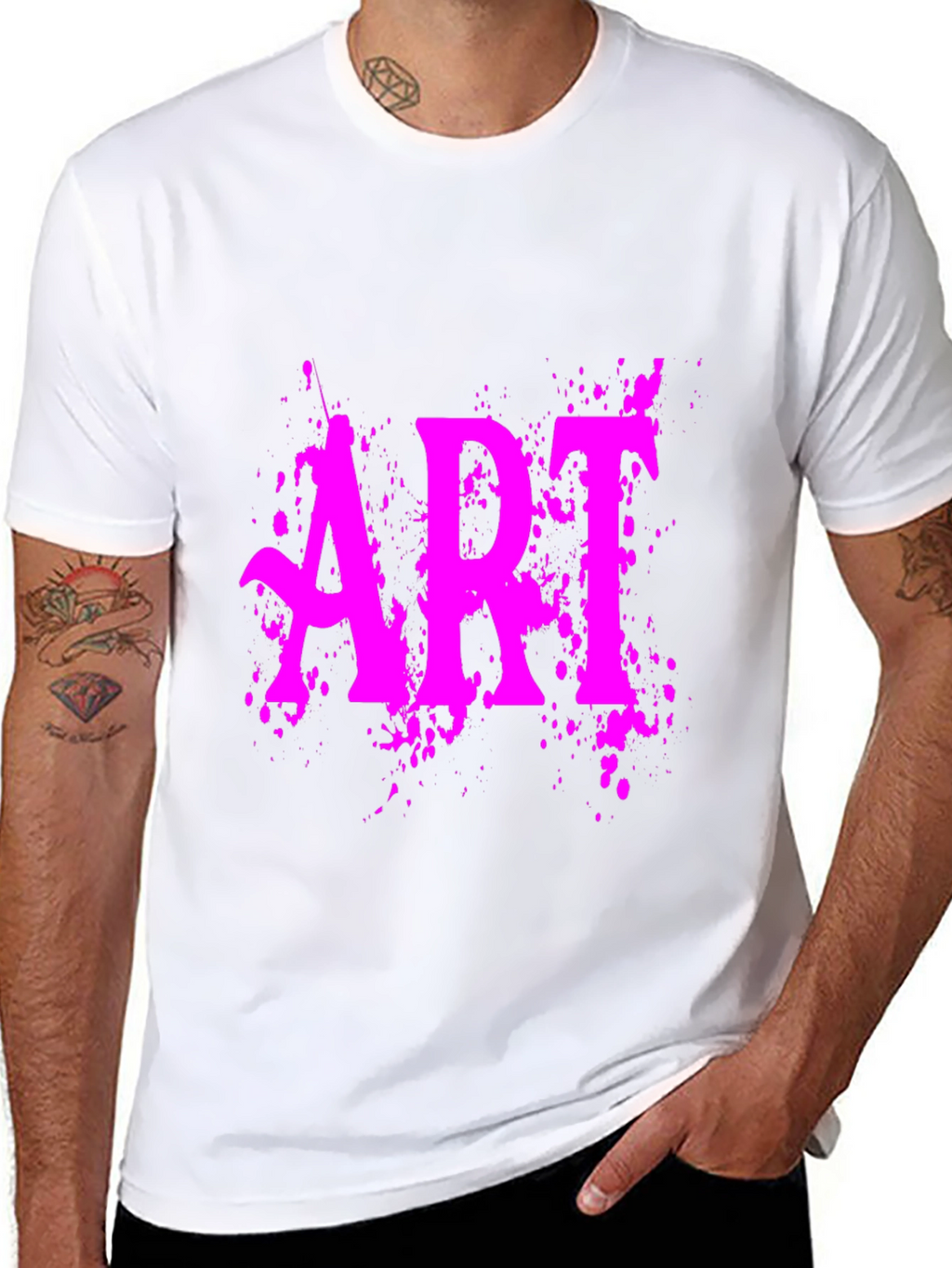 ART Graphic Tee - Vivid Pink Print on Black
