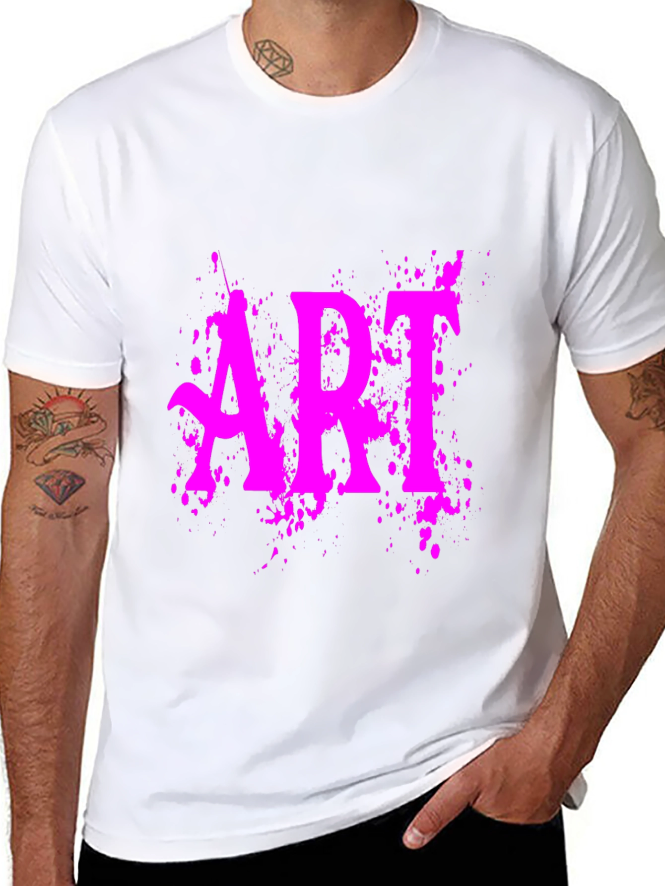 ART Graphic Tee - Vivid Pink Print on Black