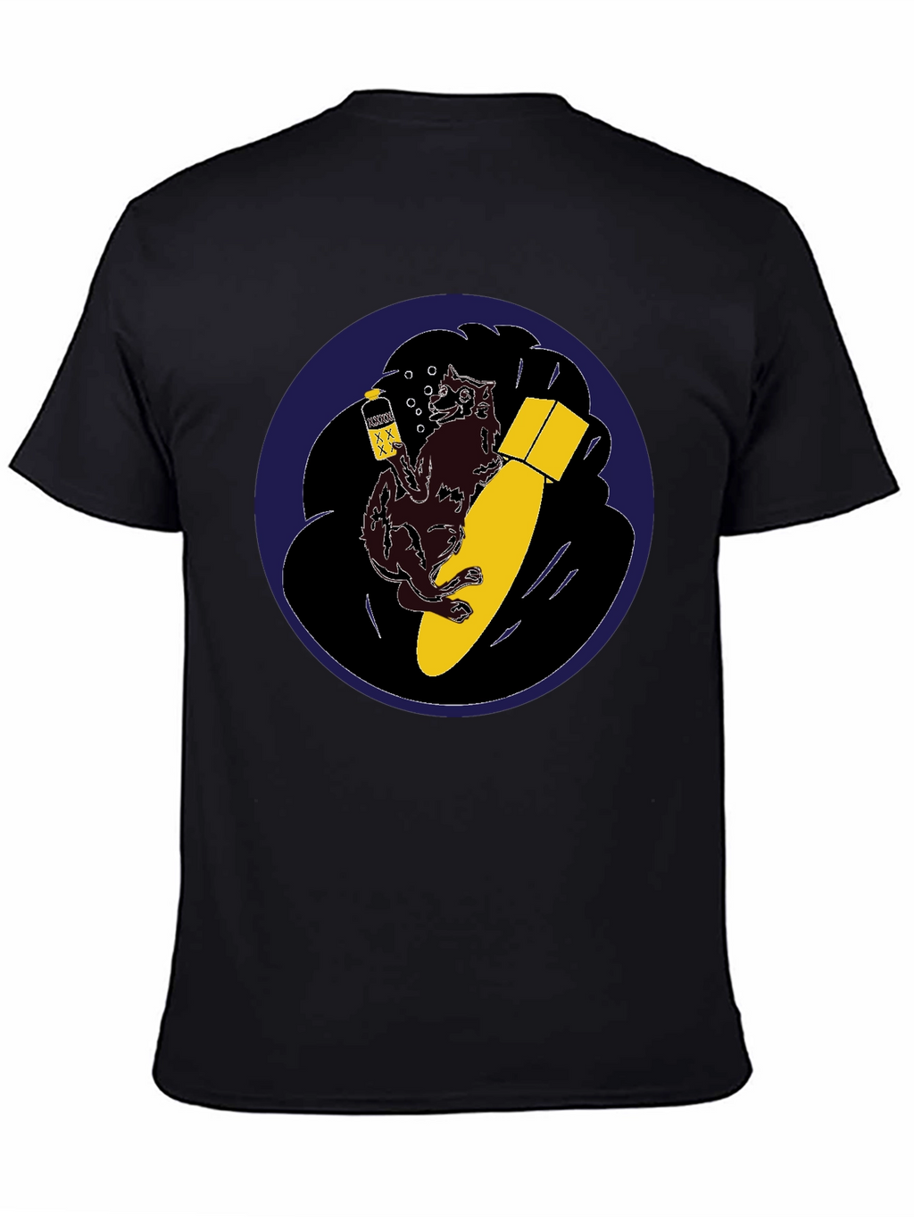 Novelty Graphic Tee - Wolf Bomb Design Black T-Shirt