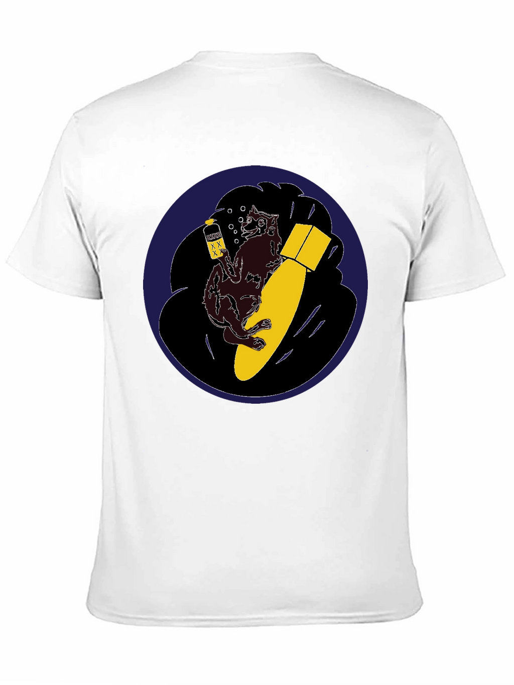 Novelty Graphic Tee - Wolf Bomb Design Black T-Shirt