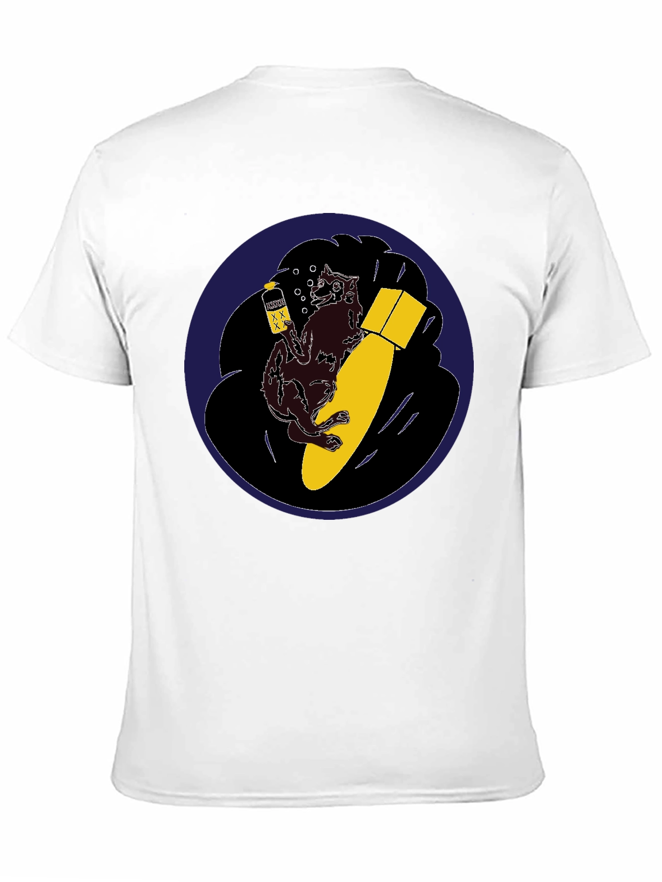Novelty Graphic Tee - Wolf Bomb Design Black T-Shirt
