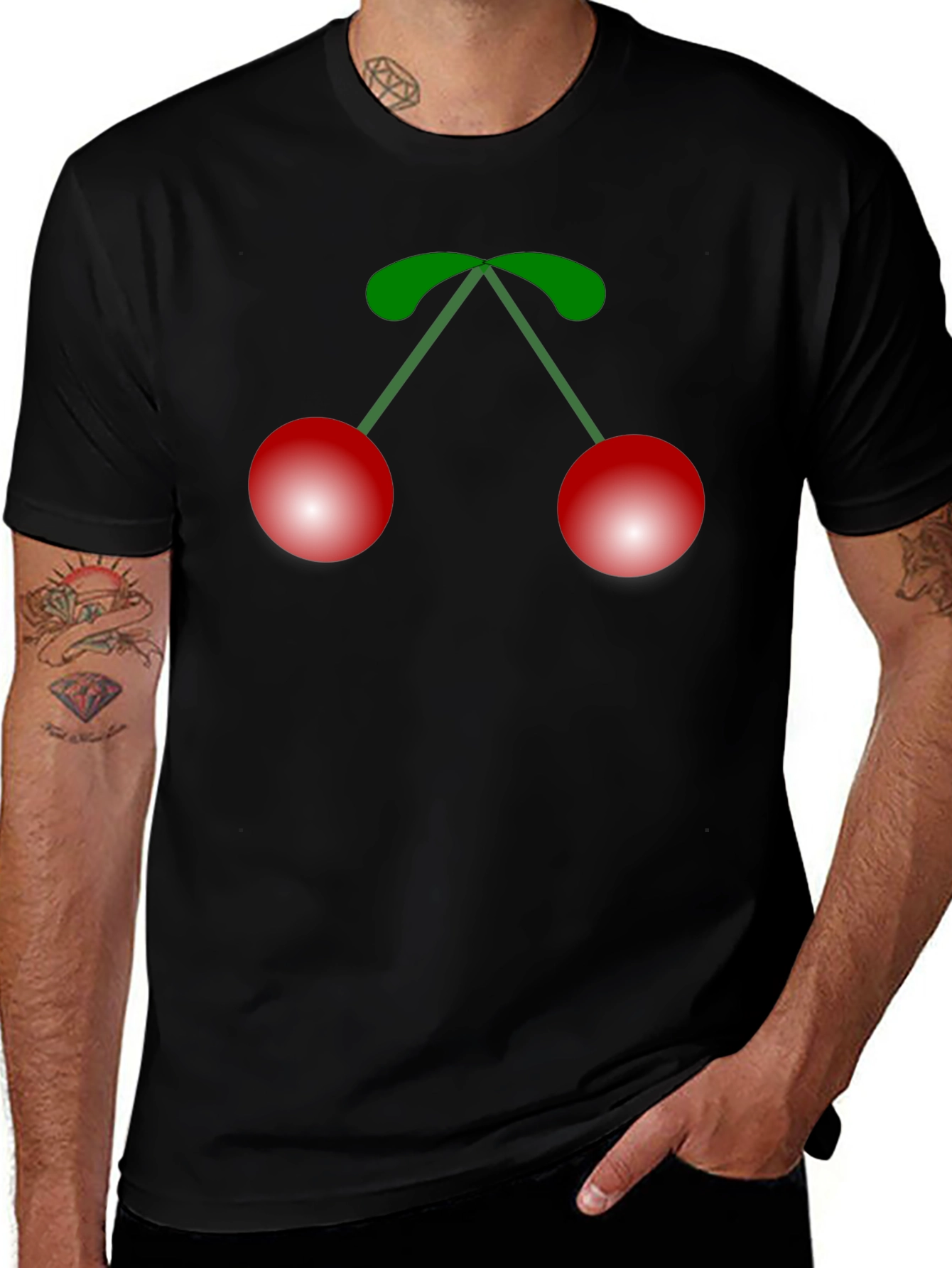 Cherry Graphic Black T-Shirt