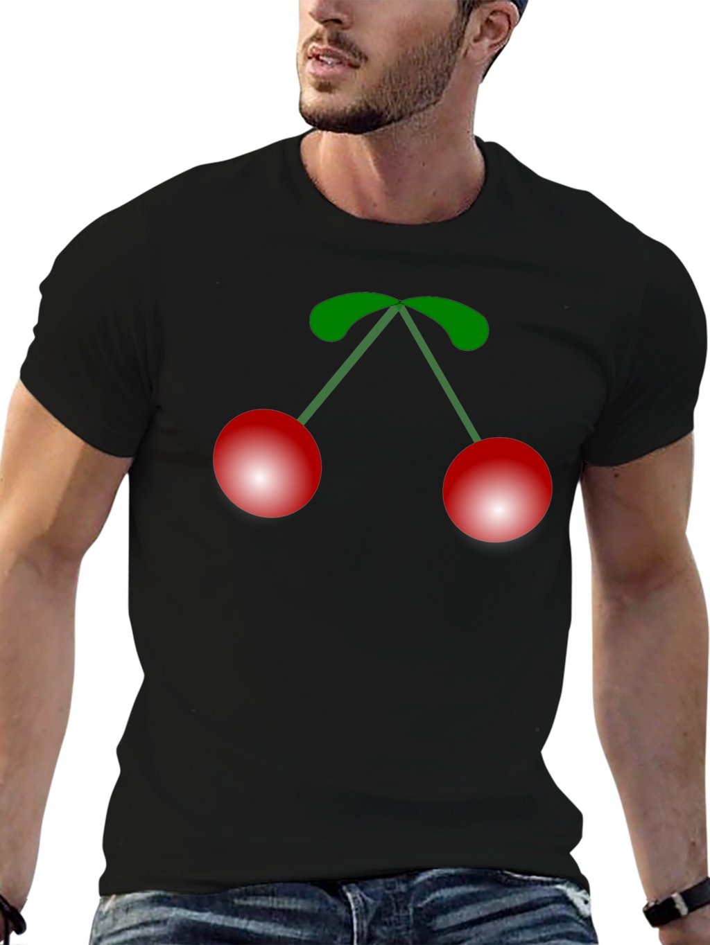 Cherry Graphic Black T-Shirt