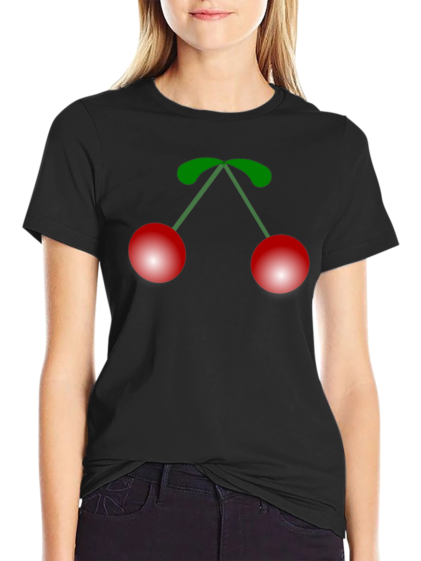 Cherry Graphic Black T-Shirt