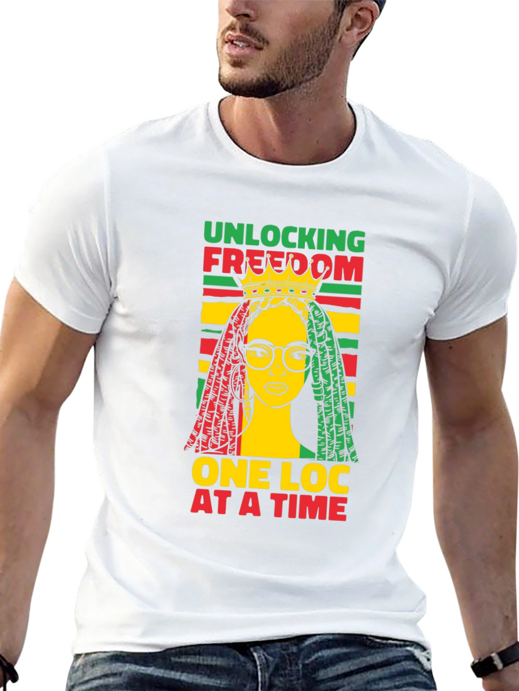 Unlocking Freedom Tee - Rasta Loc Design